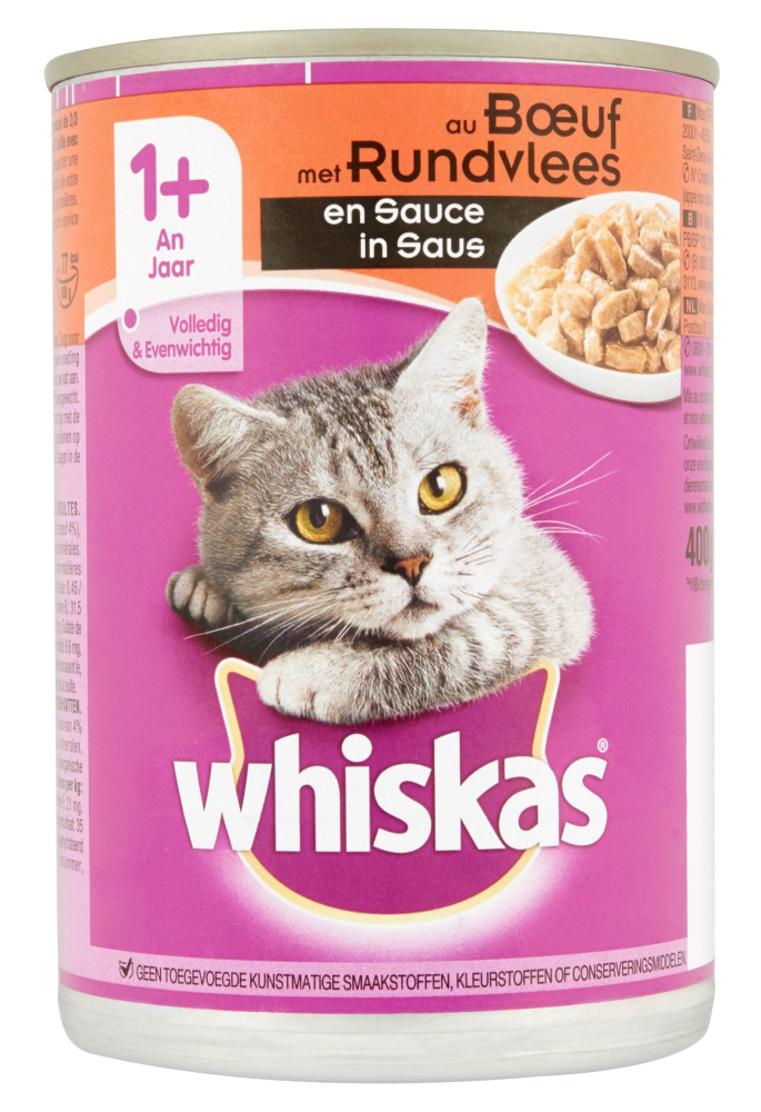 WHISKAS BLIK ADULT RIND IN SAUS 12X400 G