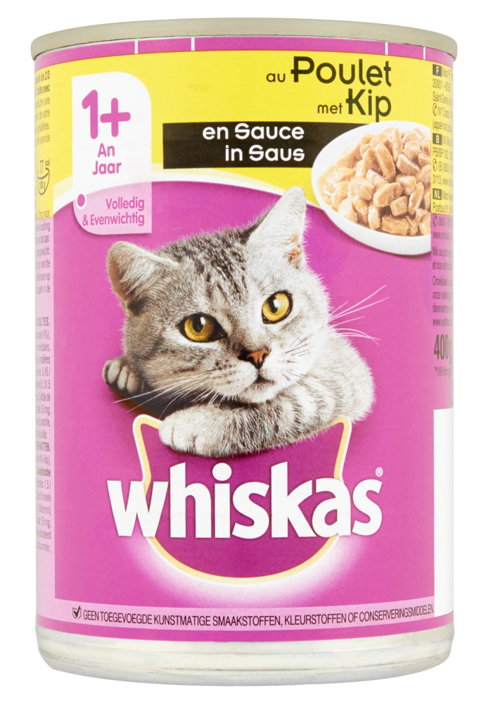 WHISKAS BLIK ADULT BROKJES IN SAUS HUHN 12X400 G