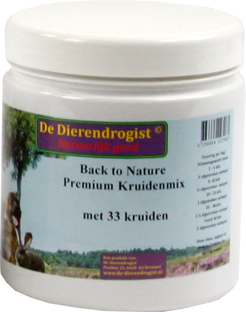 DIERENDROGIST BACK TO NATURE PREMIUM KRUIDENMIX MIT 33 KRAEUTER 450 G