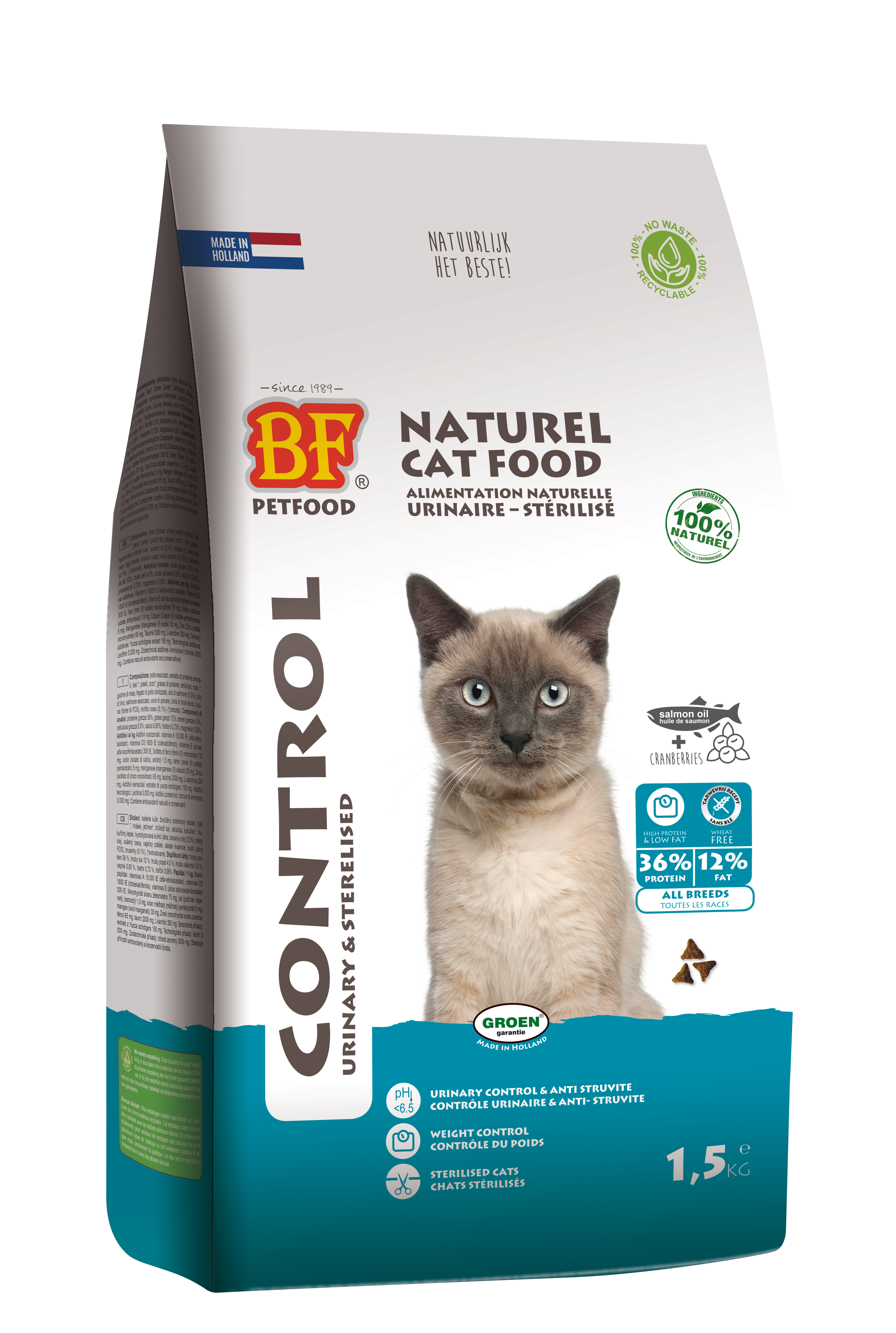 BF PETFOOD PREMIUM QUALITY KATZE KONTROLLE URINARY/STERILISED 1,5 KG
