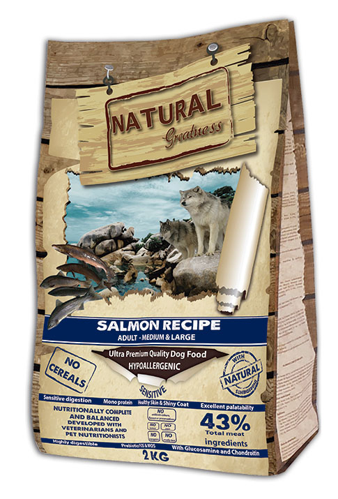 NATURAL GREATNESS SALMON RECIPE SENSITIV MEDIUM/LARGE 2 KG