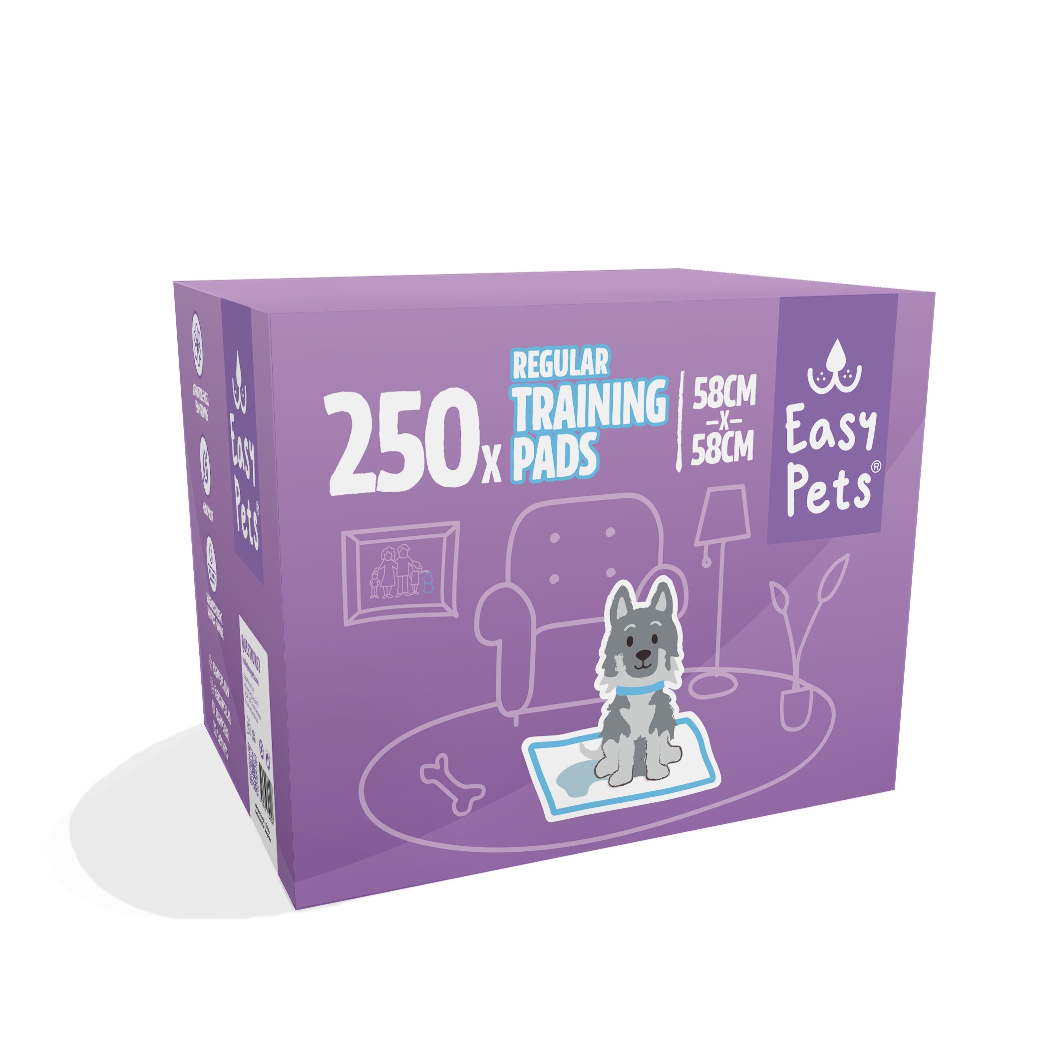 EASYPETS WELPE TRAINING PADS LAVENDER 58X58 CM 250 STK.