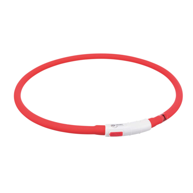 TRIXIE LICHTGEVENDE HALSBAND HUND USB SILICONEN AUFLADBAR ROT 70X1 CM