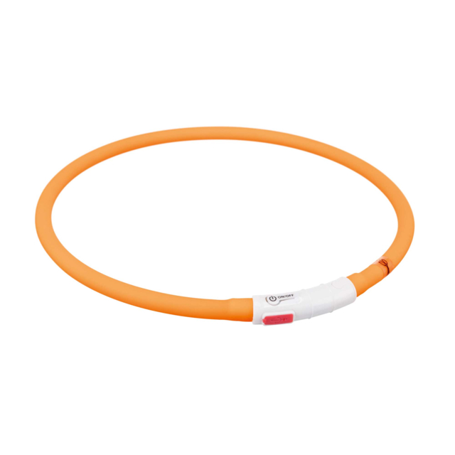 TRIXIE LICHTGEVENDE HALSBAND HUND USB SILICONEN AUFLADBAR ORANGE 70X1 CM