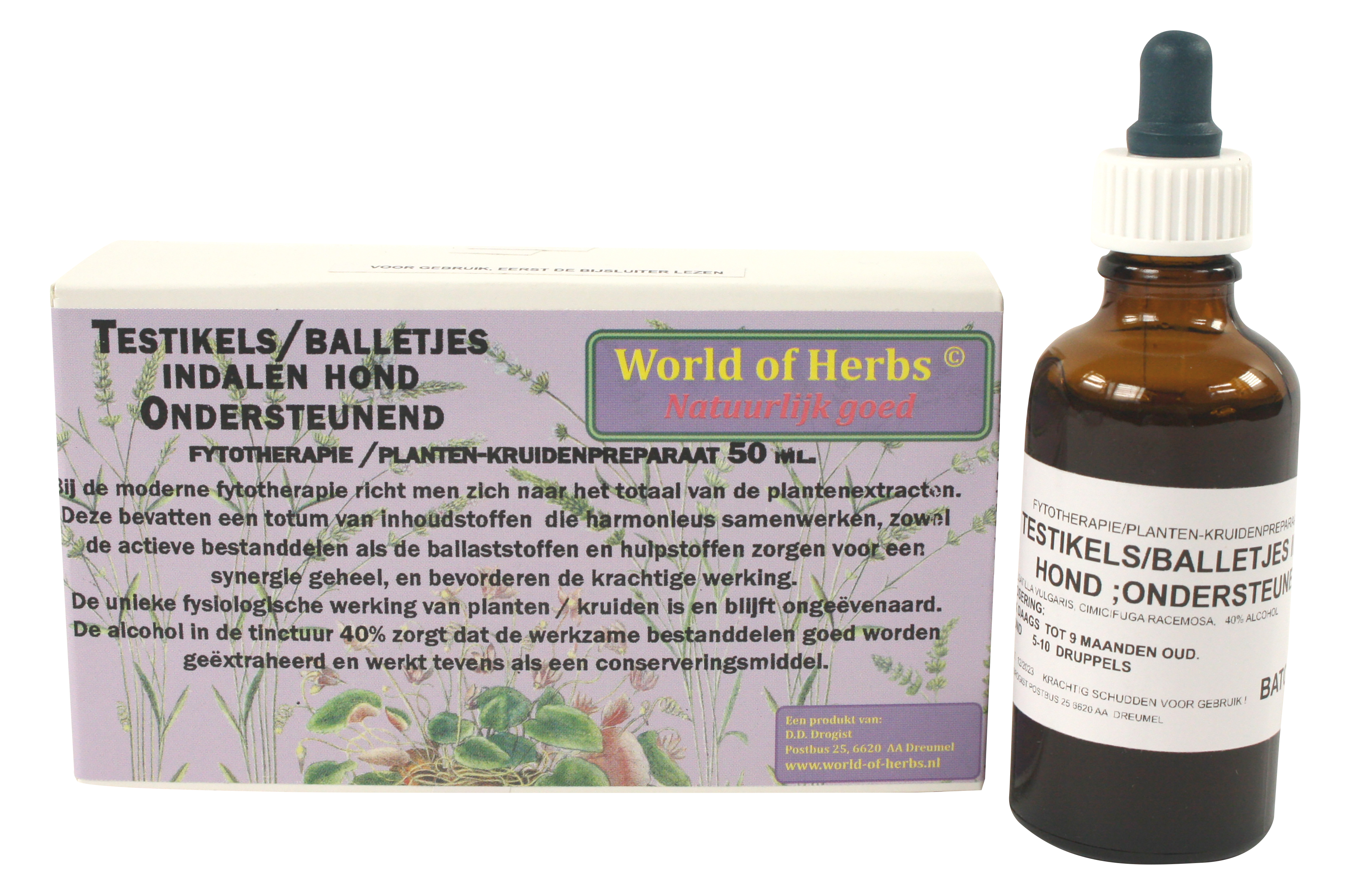 WORLD ODER HERBS FYTOTHERAPIE TESTIKEL/BALLETJES INDALEN HUND 50 ML