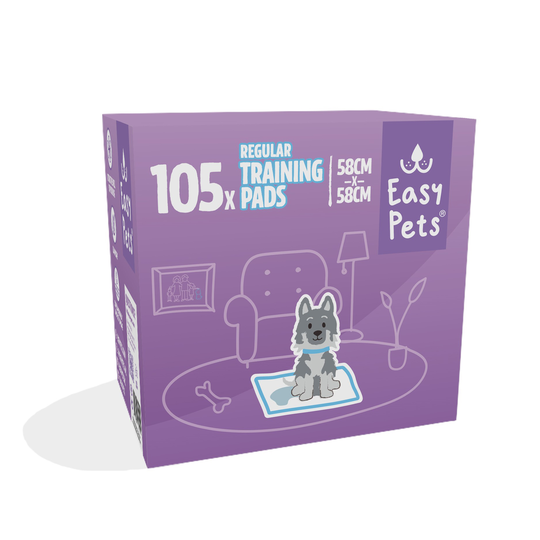 EASYPETS WELPE TRAINING PADS LAVENDER 58X58 CM 105 STK.