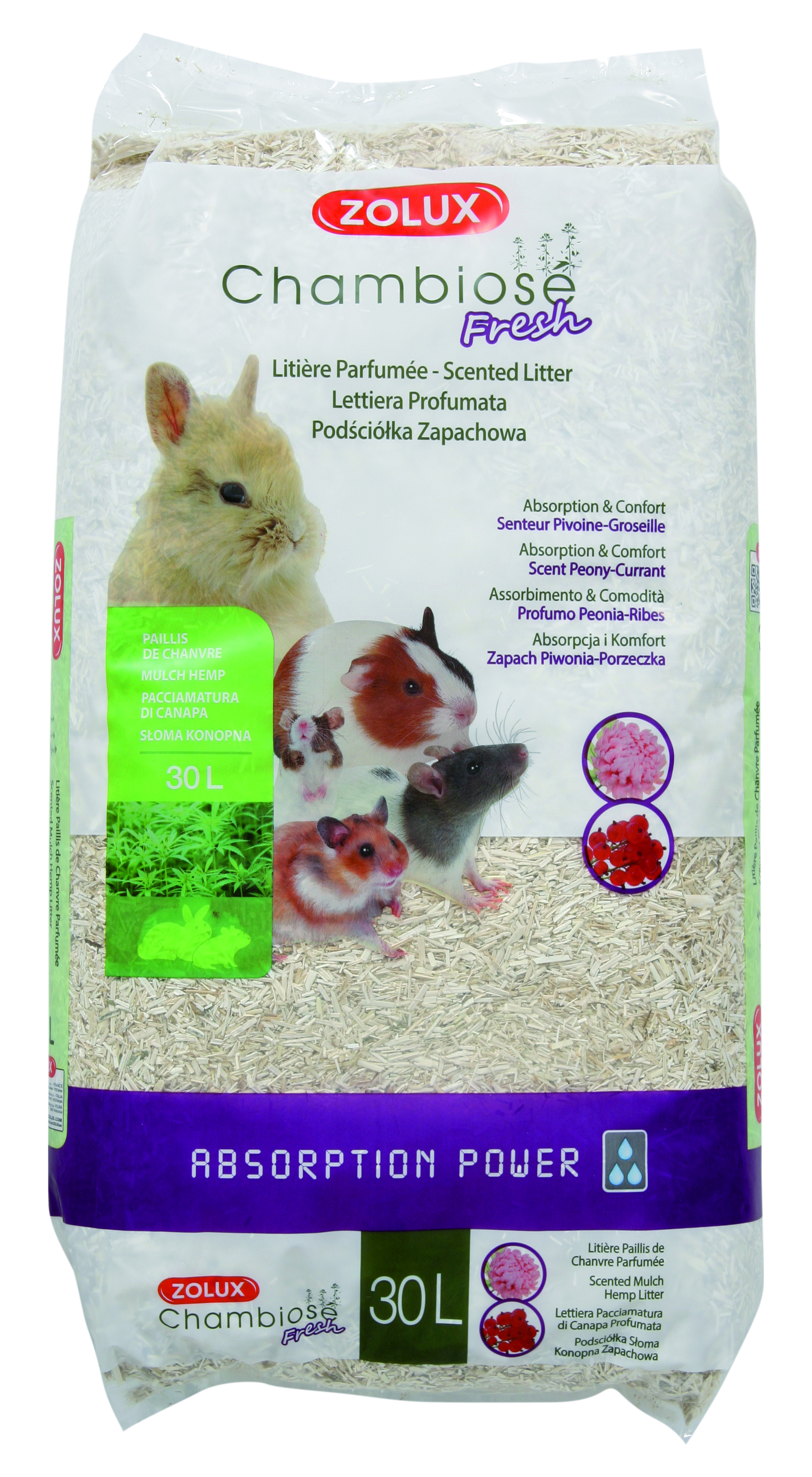 ZOLUX HENNEPVEZEL FRESH PIOENROOS/AALBES GERUCH 30 L
