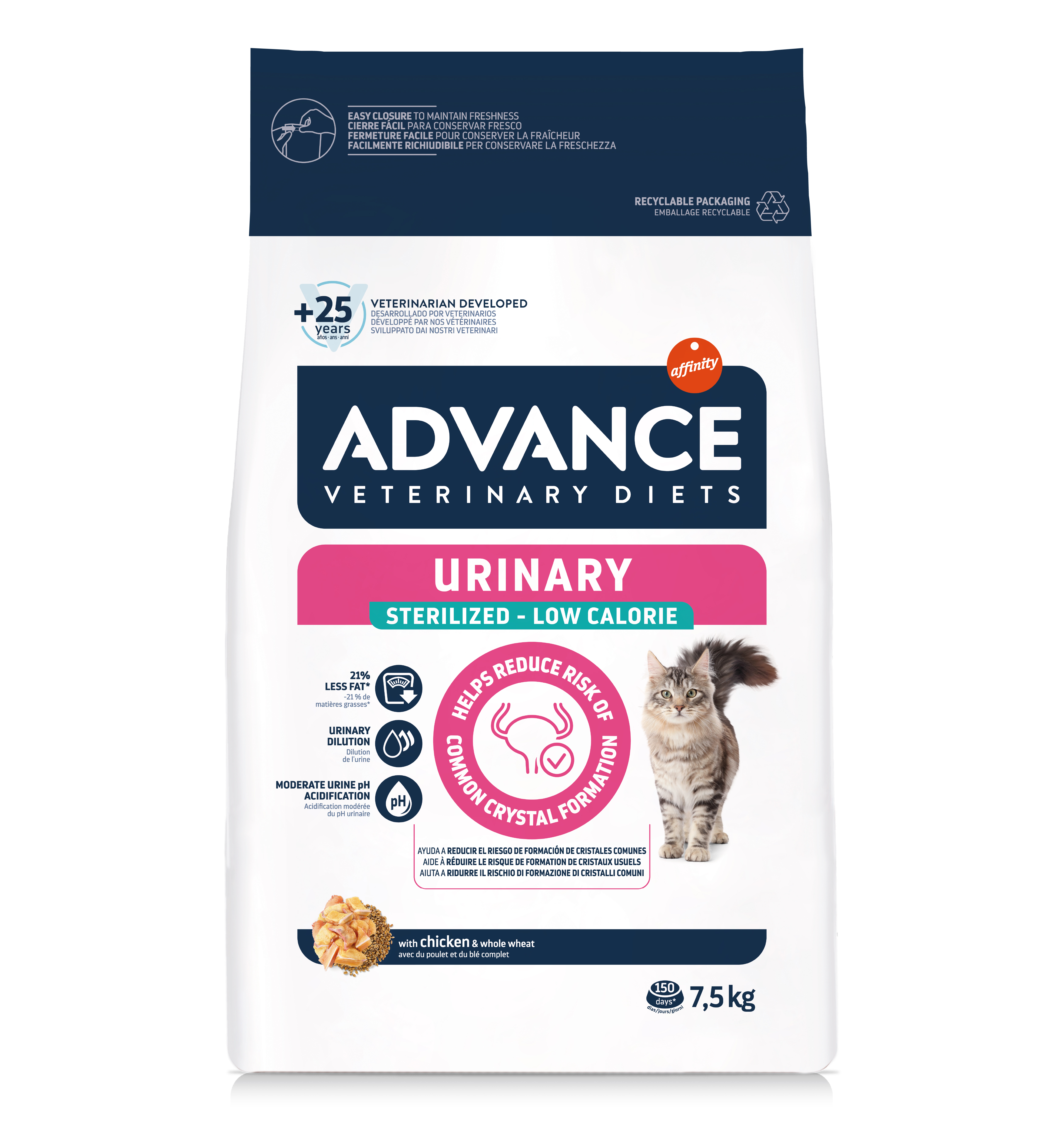 ADVANCE VETERINARY DIET CAT URINARY STERILIZED MINDER CALORIEËN 7,5 KG