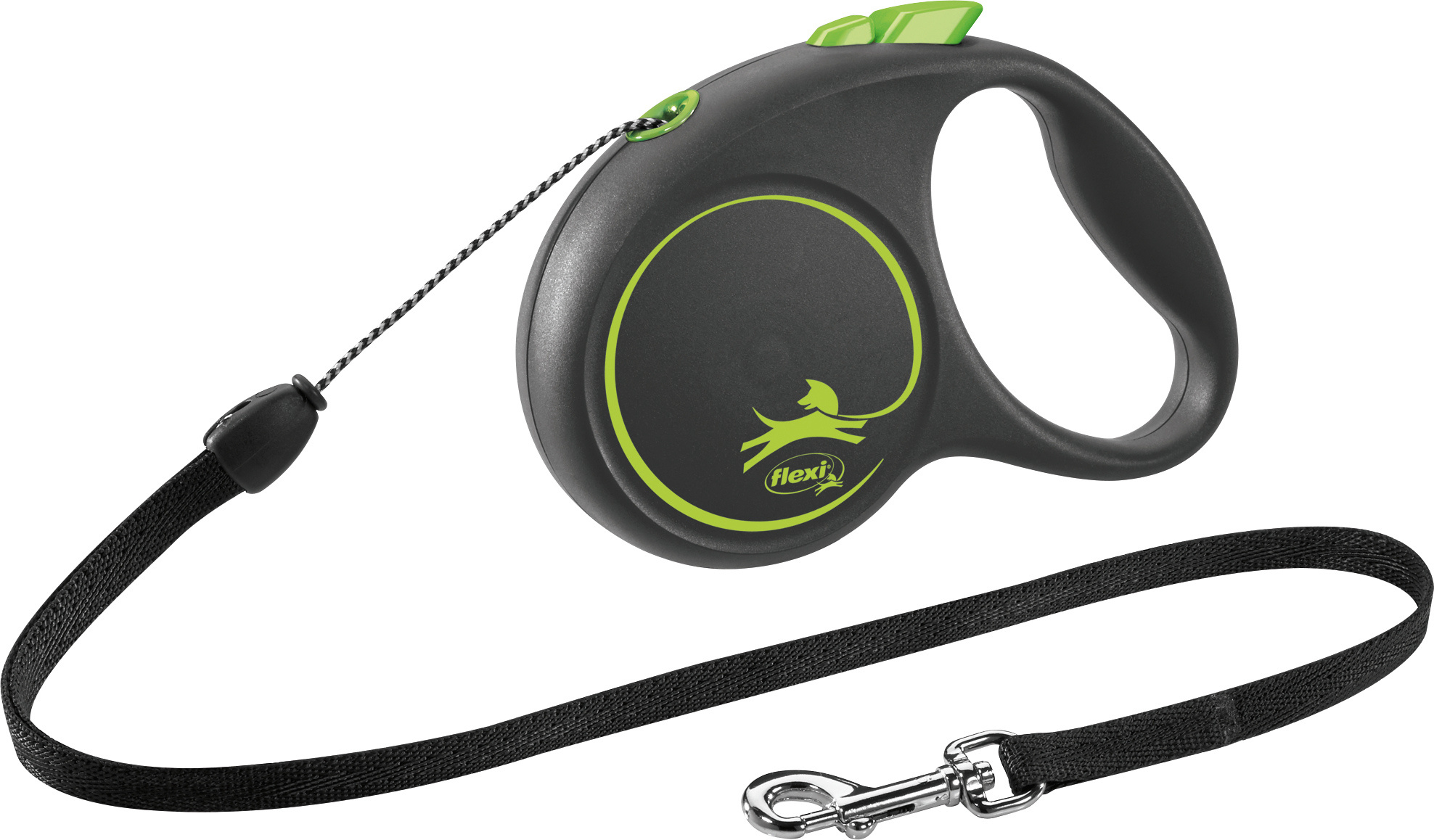 FLEXI ROLLLEINE BLACK DESIGN CORD GRUEN S 5 M BIS 12 KG
