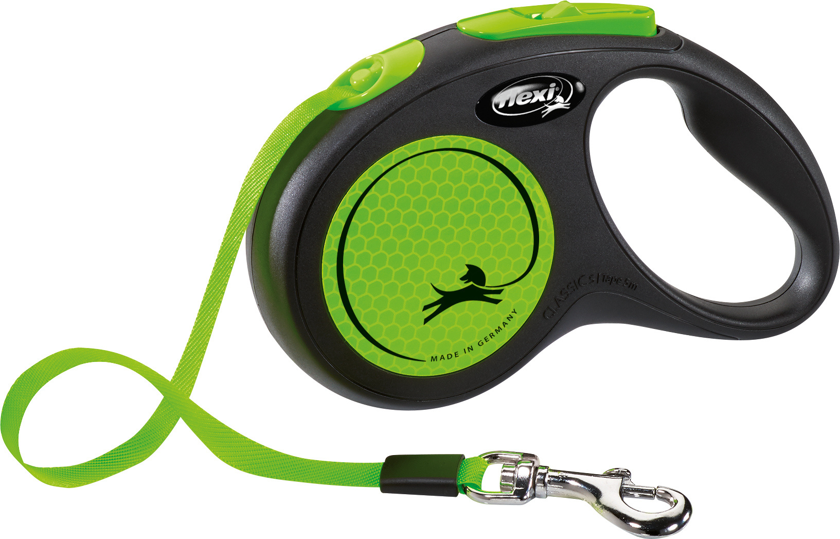 FLEXI ROLLLEINE NEW CLASSIC NEON TAPE SCHWARZ/GRUEN S 5 M BIS 15 KG