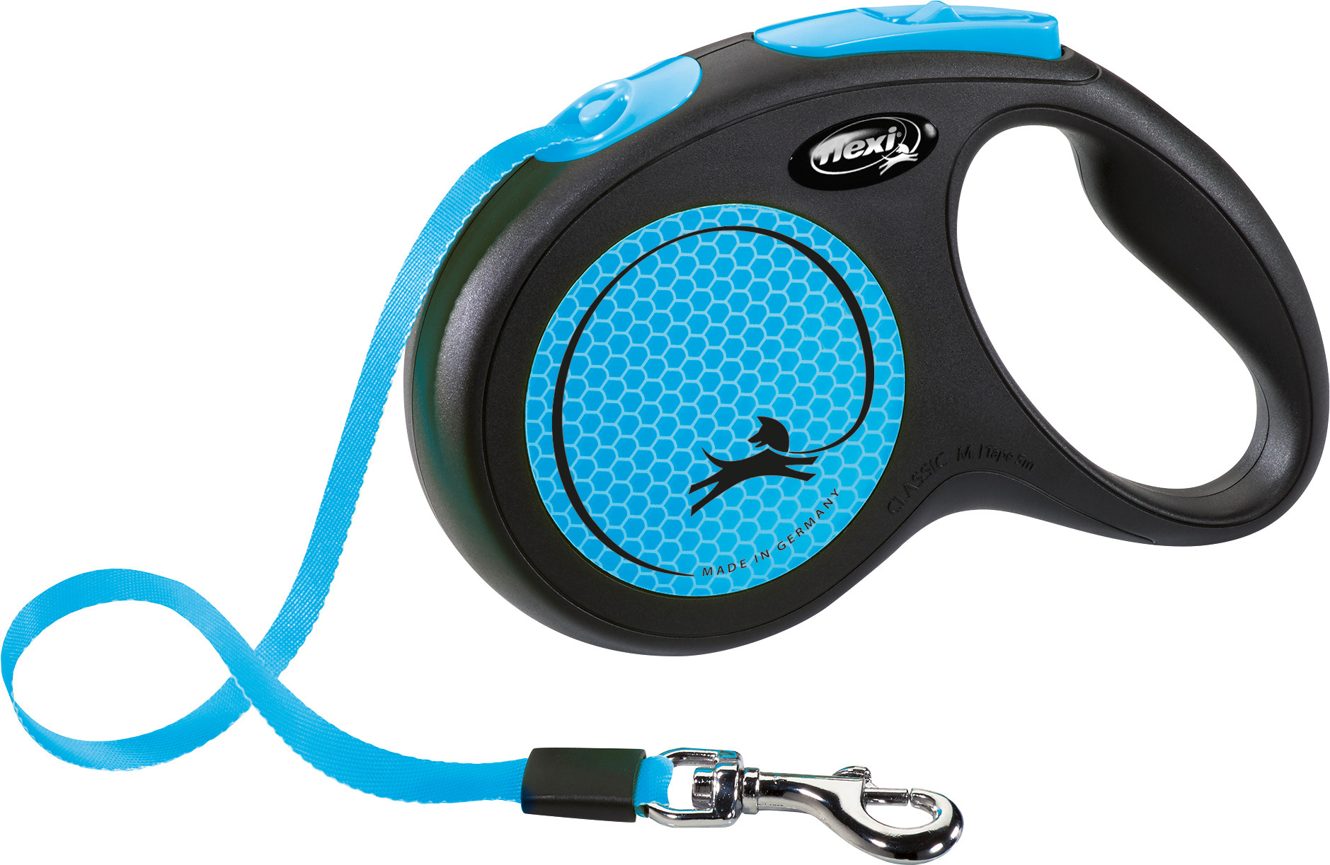 FLEXI ROLLLEINE NEW CLASSIC NEON TAPE SCHWARZ/BLAU M 5 M BIS 25 KG