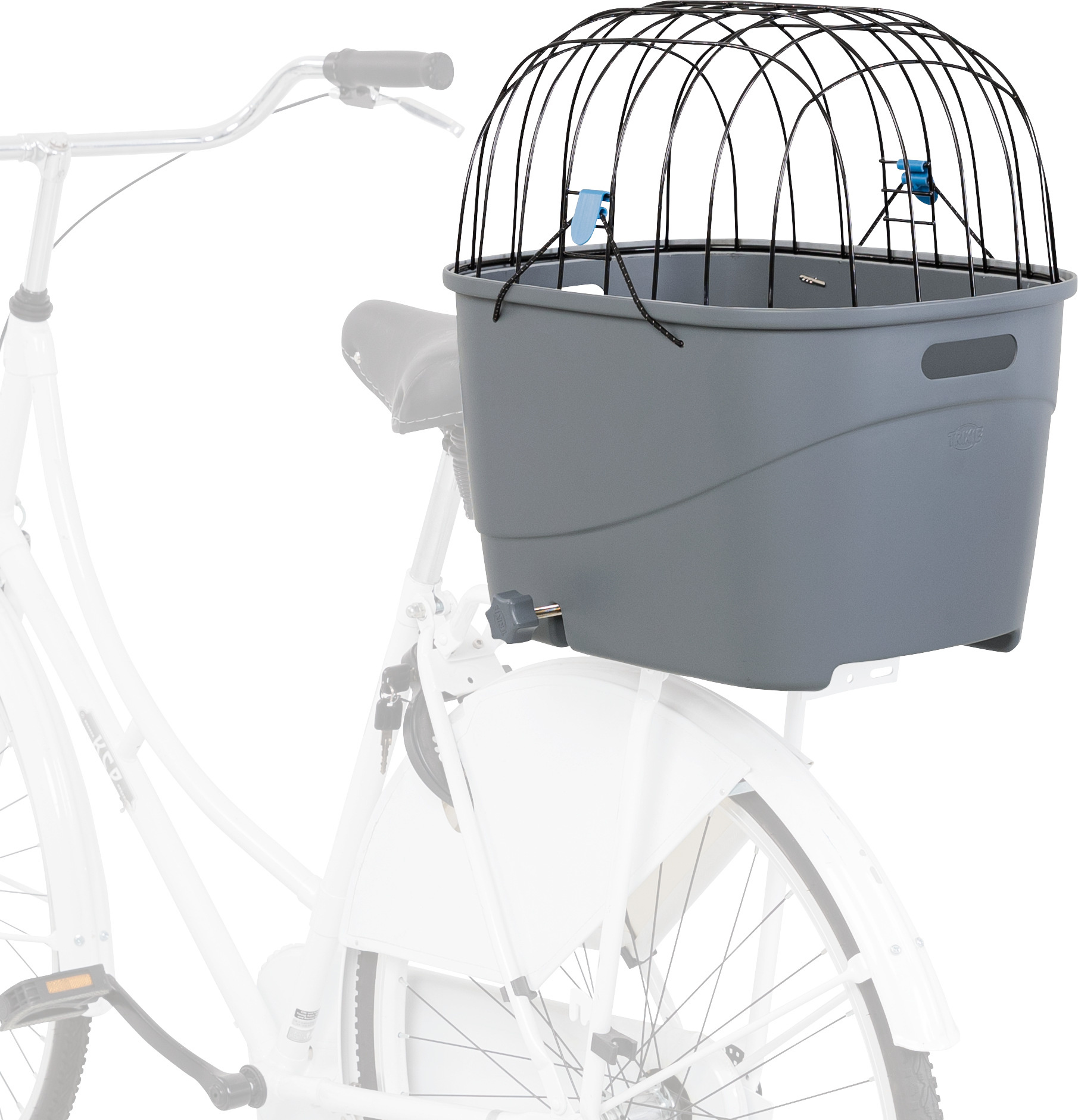 TRIXIE FIETSMAND FUER BAGAGEDRAGER MIT DRAADKOEPEL KUNSTSTOFF GRAU 46X36X47 CM