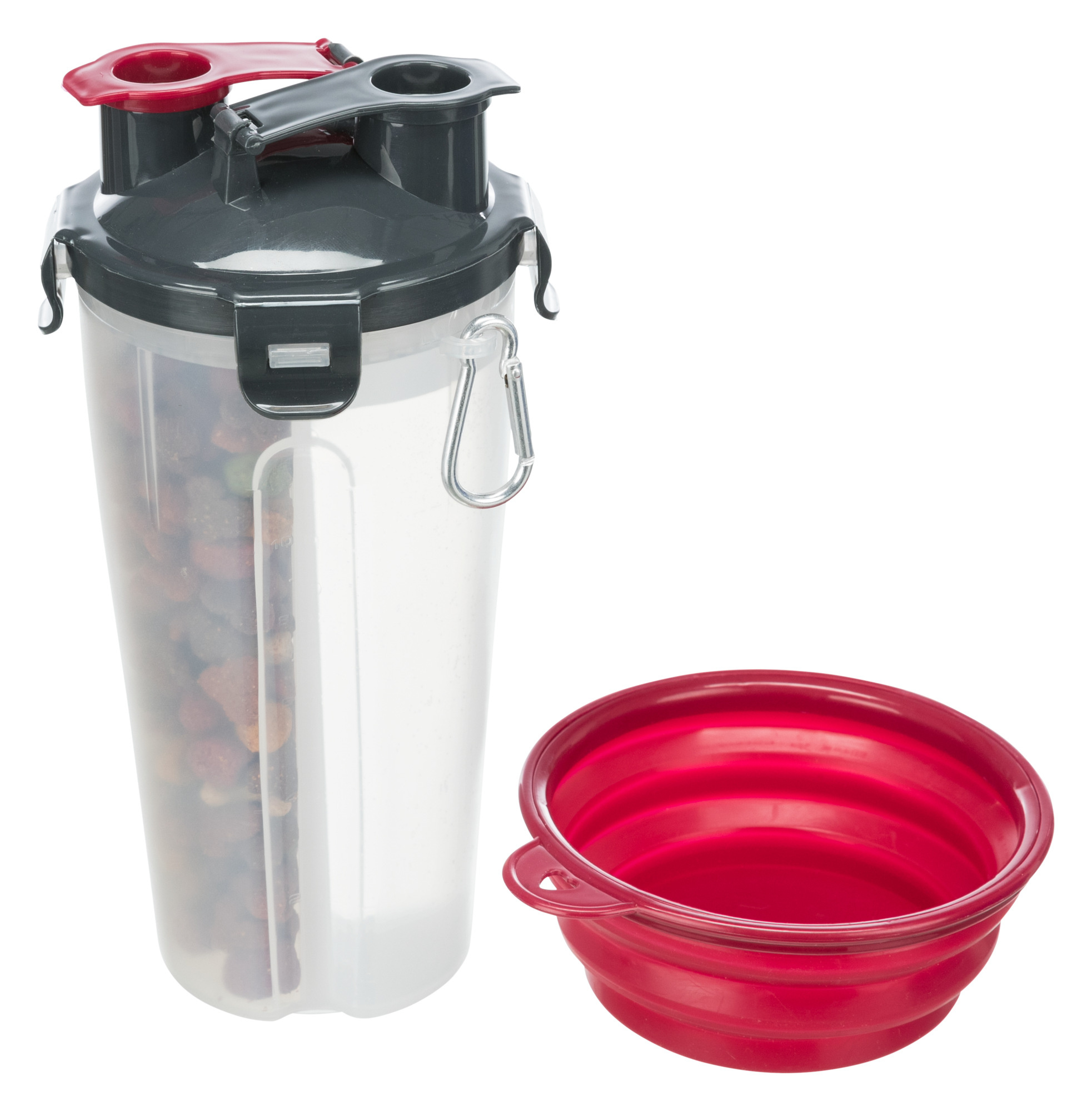 TRIXIE WATERFLES/VOERFLES INKLUSIVE REISBAK KUNSTSTOFF/SILICONE 2X350 ML 11X11X23 CM