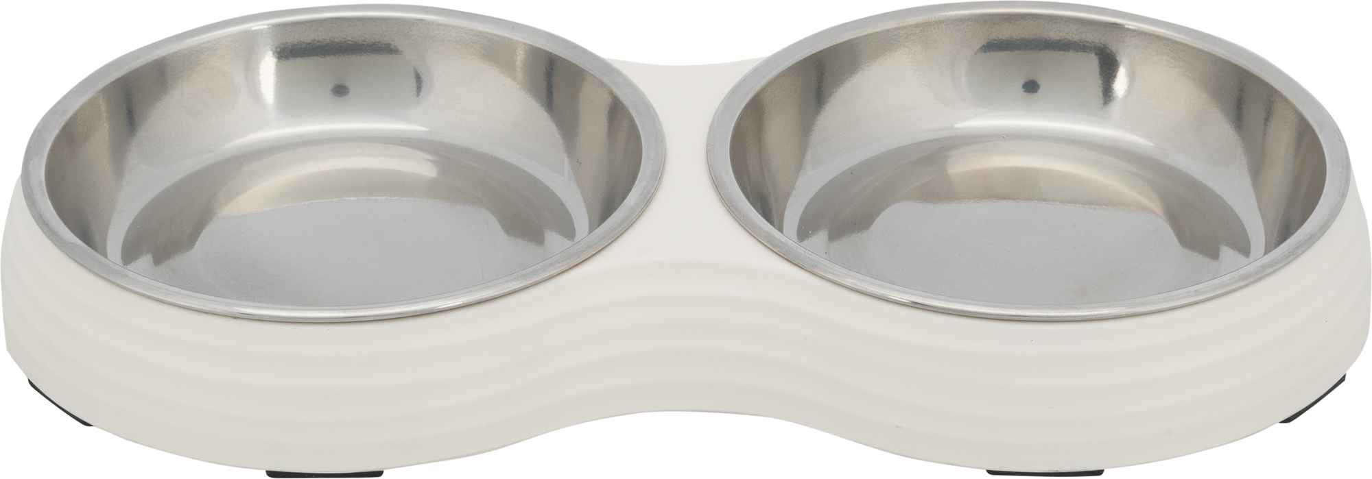 TRIXIE FUTTERNAPF KATZE DOPPEL MELAMINE/EDELSTAHL WEISS 2X200 ML 27X14X3 CM