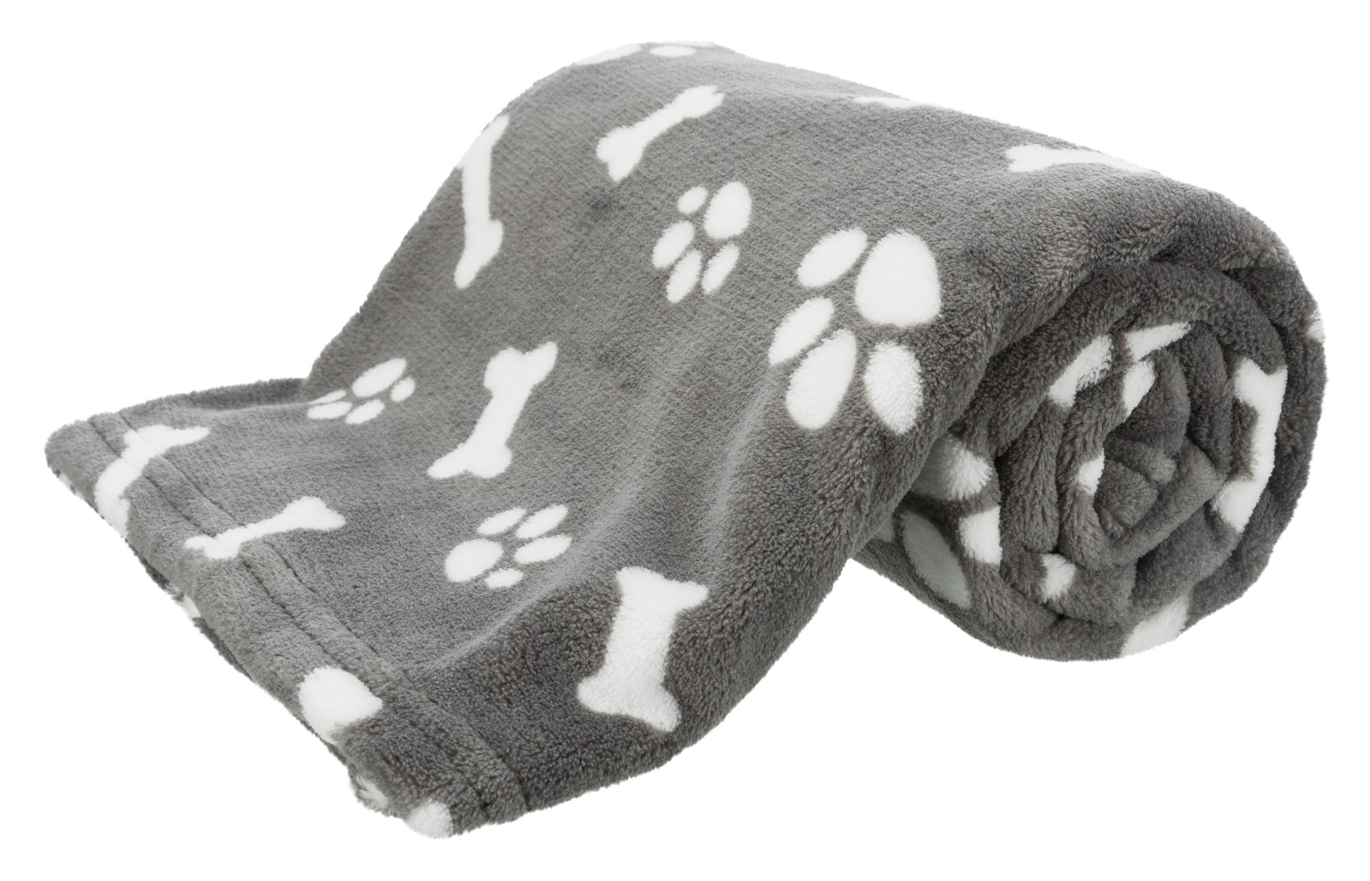 TRIXIE HONDENDEKEN KENNY FLEECE KNOCHEN/POOTJES GRAU 100X75 CM