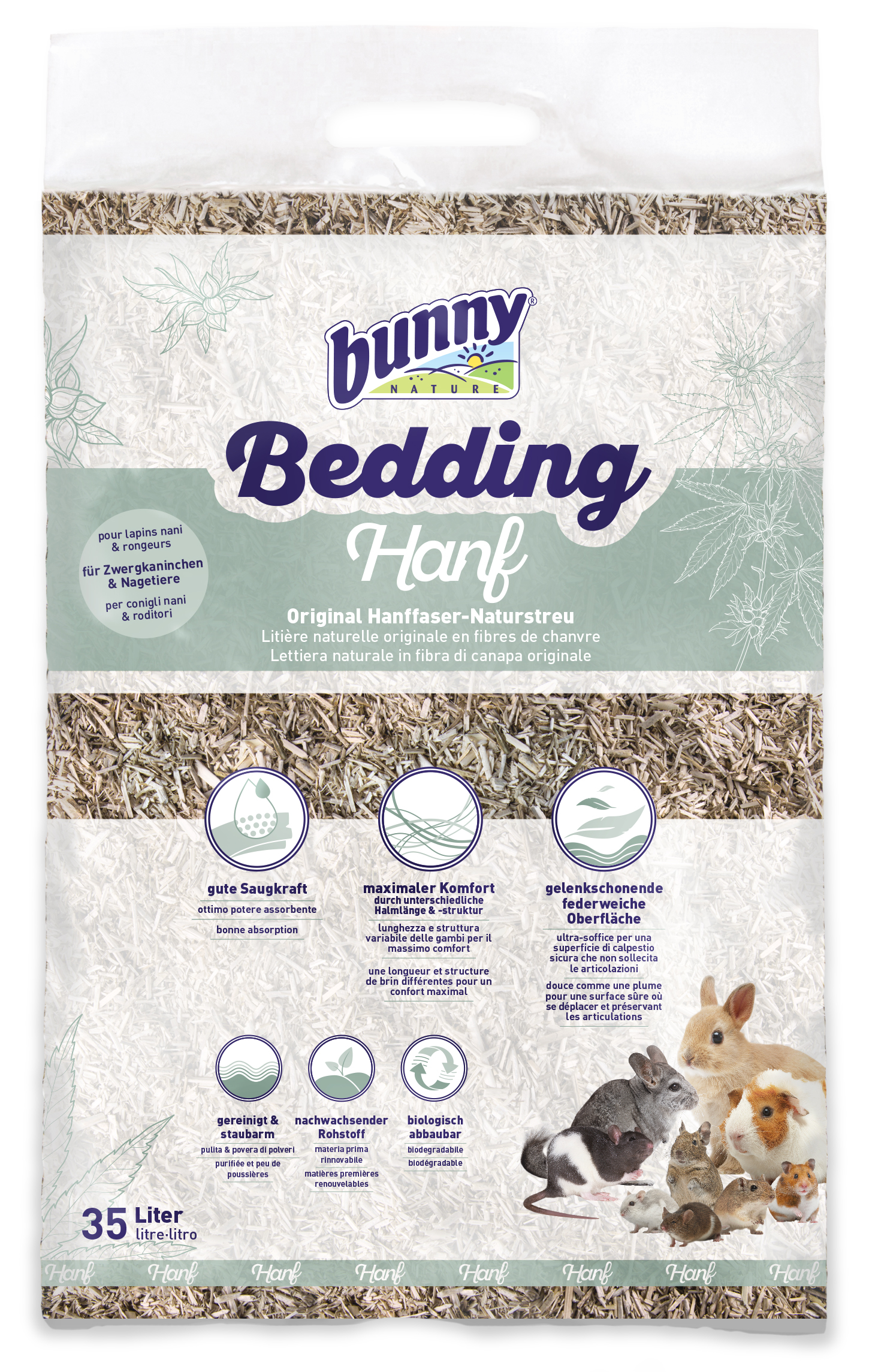 BUNNY NATURE BUNNYBEDDING HANF HENNEPVEZEL 35 L