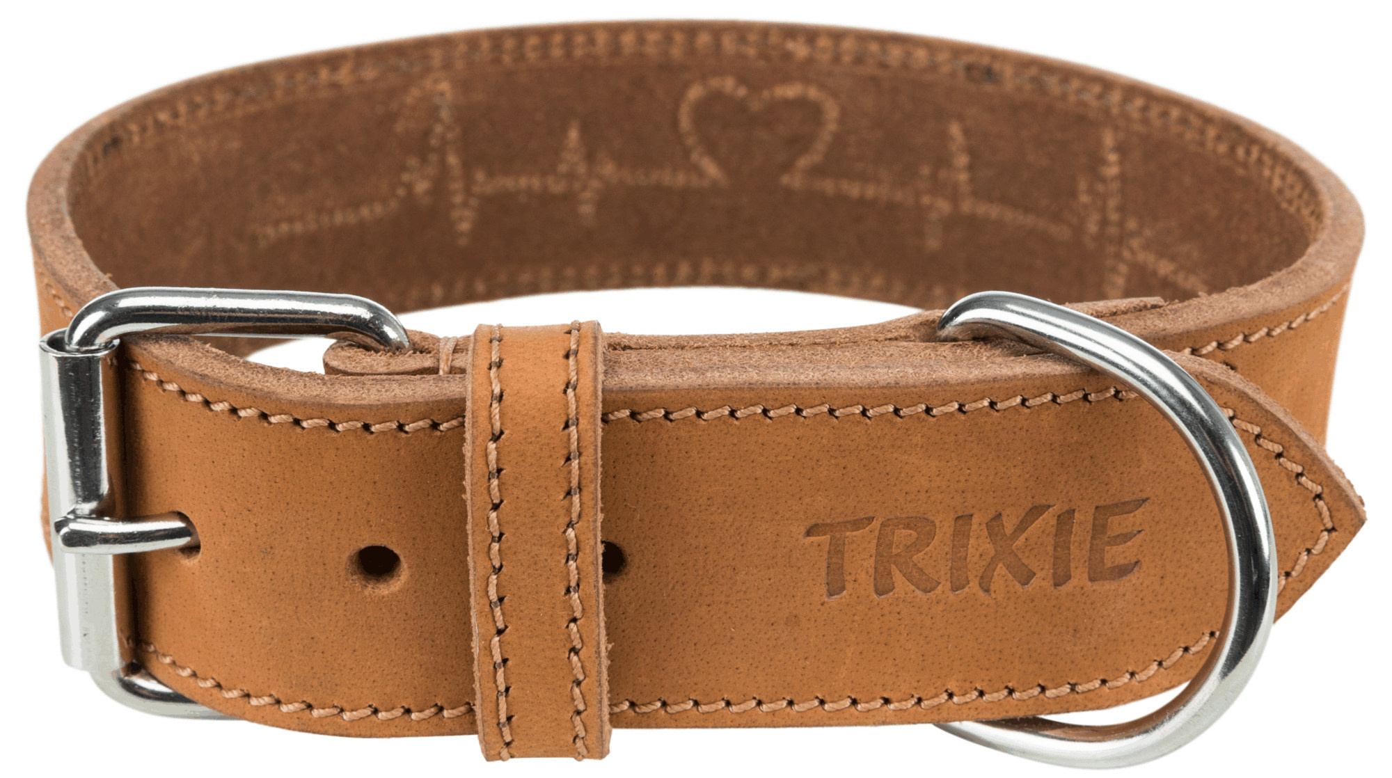 TRIXIE HALSBAND HUND RUSTIC VETLEER HEARTBEAT BRAUN 38-47X4 CM