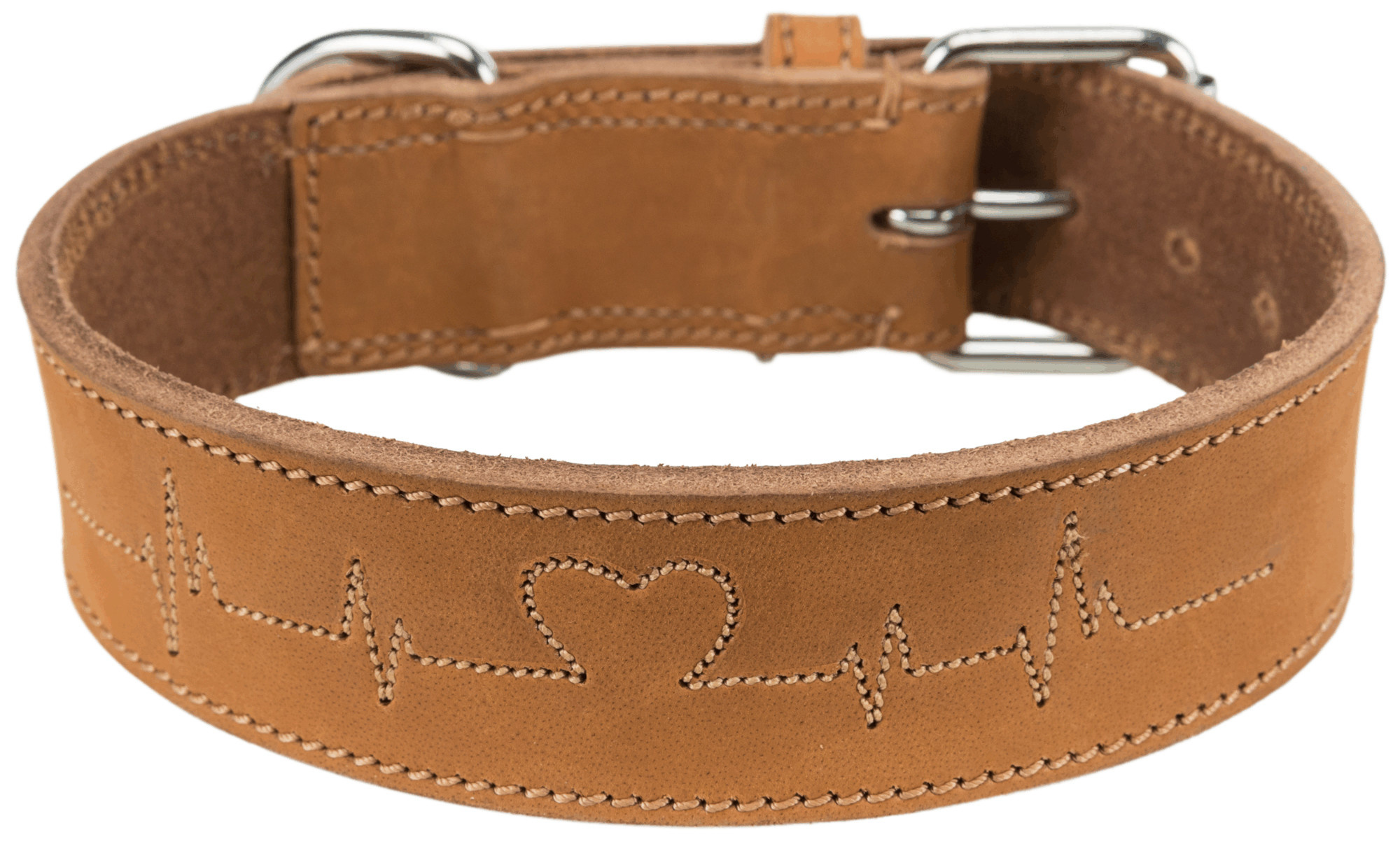 TRIXIE HALSBAND HUND RUSTIC VETLEER HEARTBEAT BRAUN 47-55X4 CM