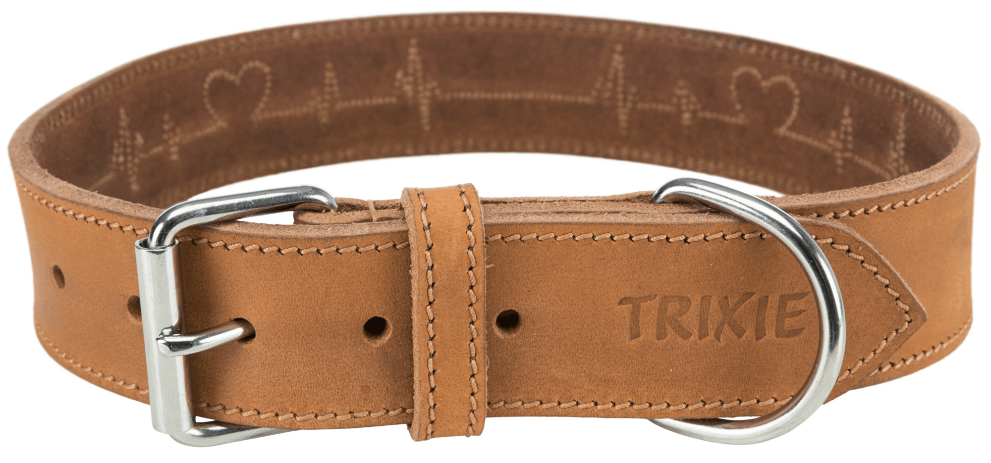 TRIXIE HALSBAND HUND RUSTIC VETLEER HEARTBEAT BRAUN 55-65X4 CM