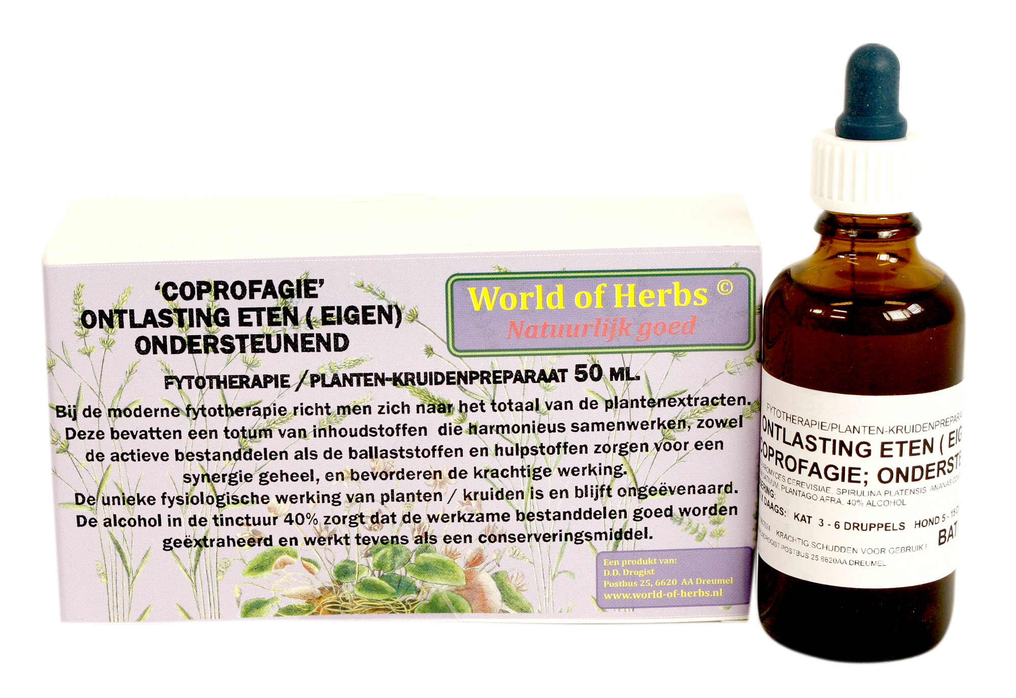 WORLD ODER HERBS FYTOTHERAPIE COPROFAGIE ONTLASTING ETEN 50 ML