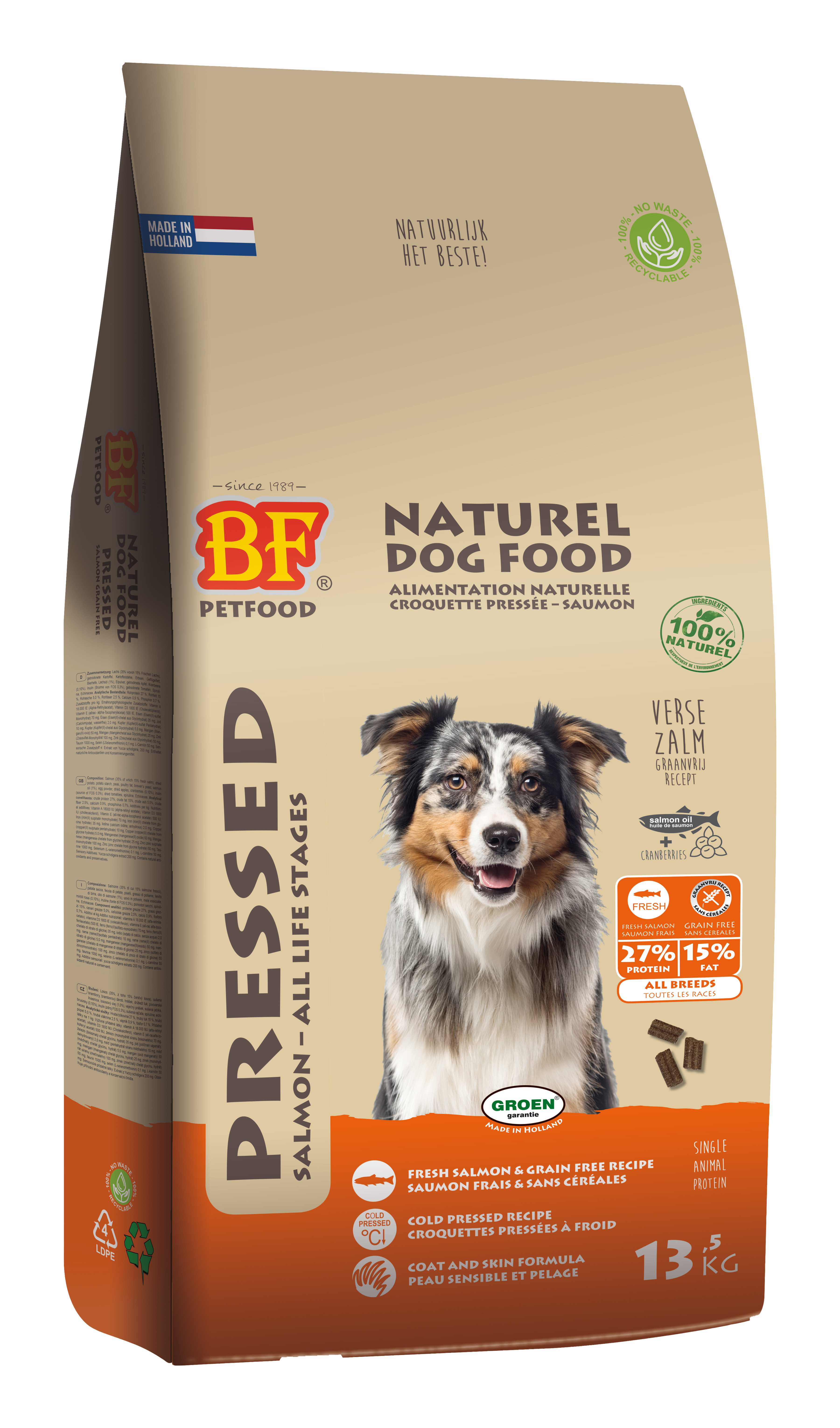 BF PETFOOD GEPERST LACHS GRAANVRIJ 13,5 KG