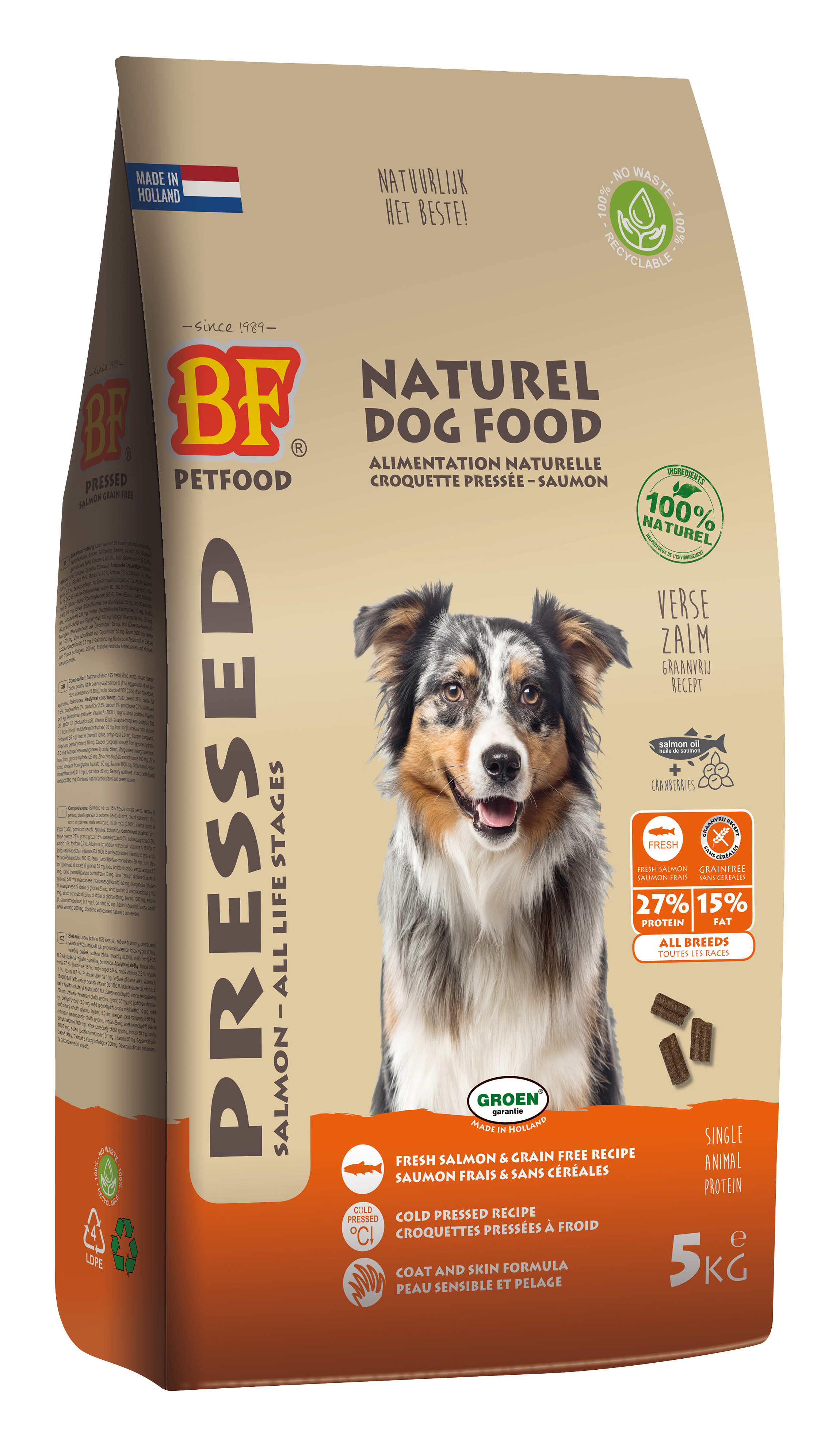 BF PETFOOD GEPERST LACHS GRAANVRIJ 5 KG