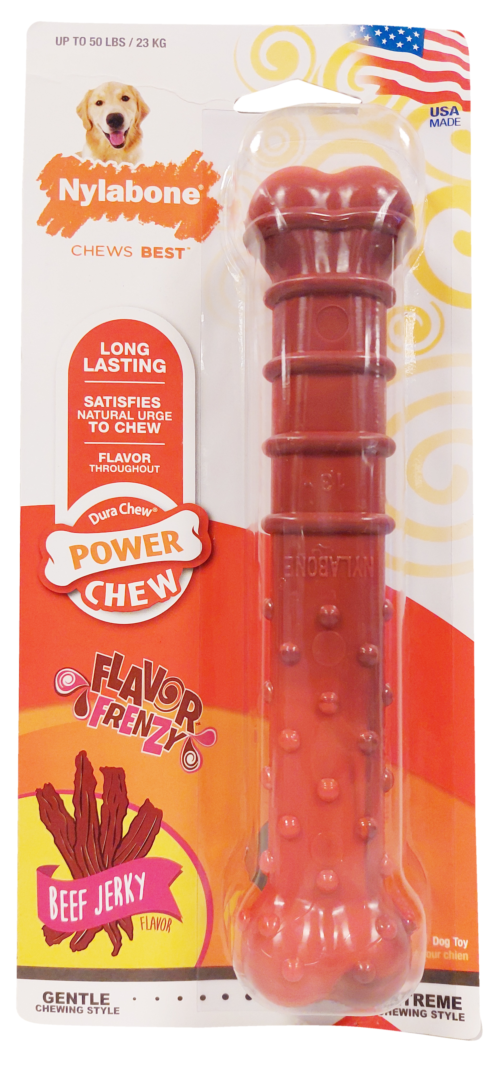 NYLABONE TEXTURED DURA CHEW BEEF JERKEY FUER HARDE BIJTERS BIS 23 KG
