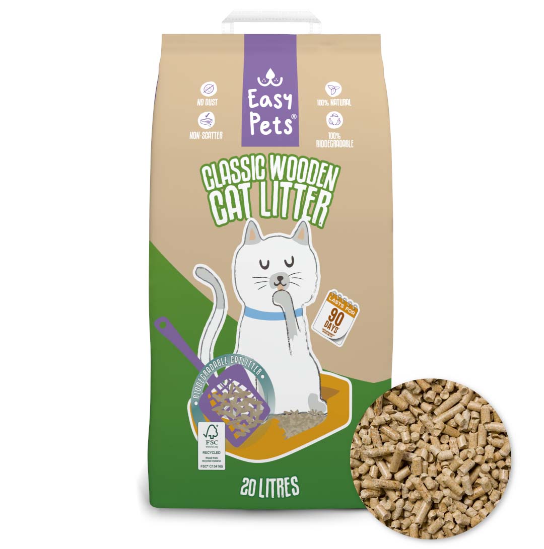EASYPETS BIODEGRADABLE CLASSIC HOUTKORRELS KATTENBAKVULLING 20 L