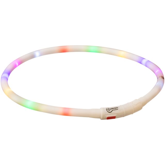 TRIXIE LICHTGEVENDE HALSBAND HUND USB SILICONEN AUFLADBAR MEERKLEURIG 70X1 CM