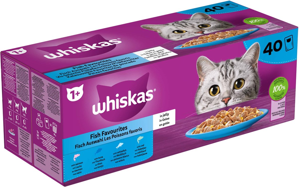 WHISKAS MULTIPACK POUCH ADULT FISCH SELECTIE IN GELEI 40X85 G