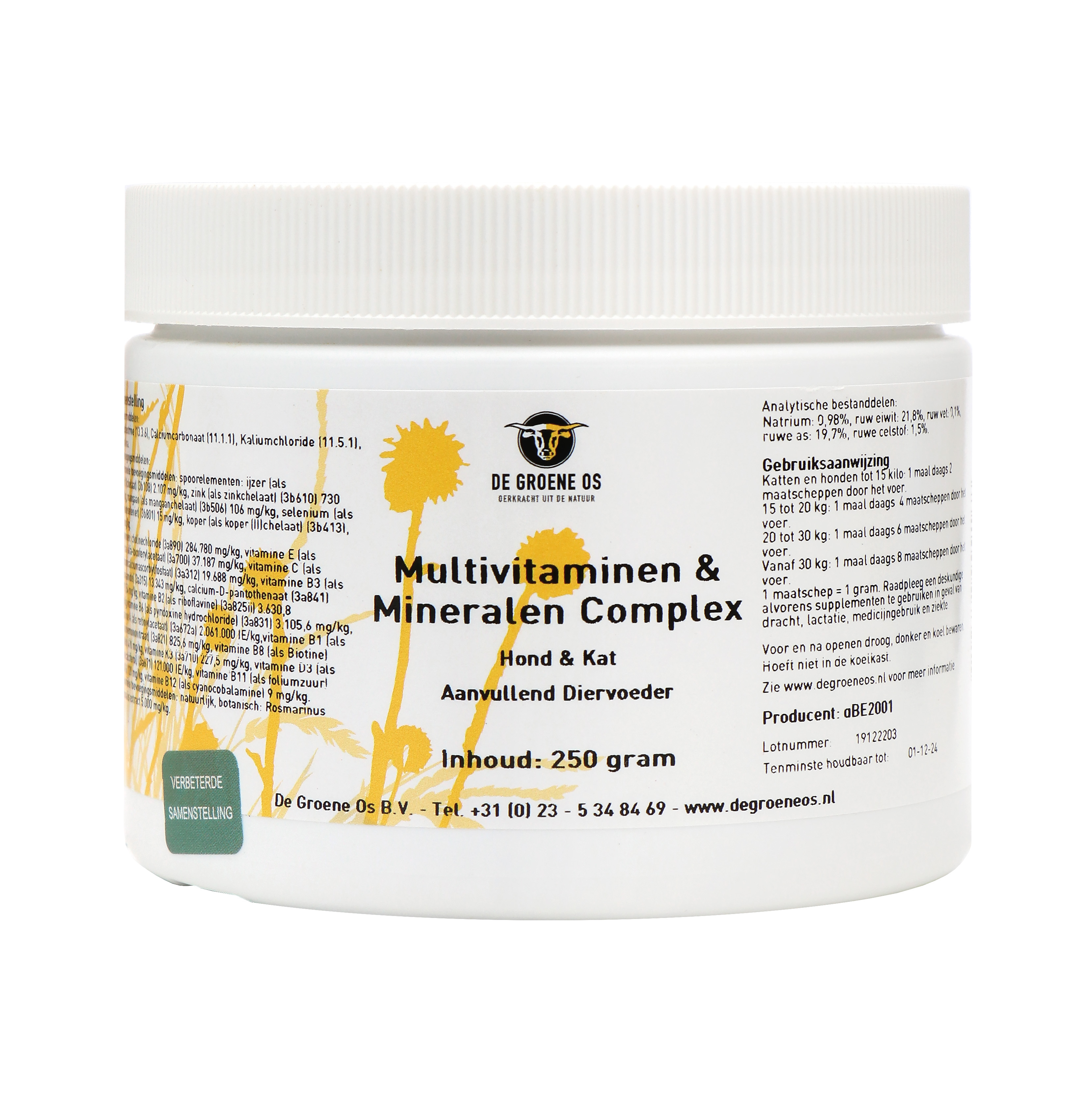 DE GROENE OS MULTIVITAMINEN/MINERALEN COMPLEX HUND/KATZE 250 G
