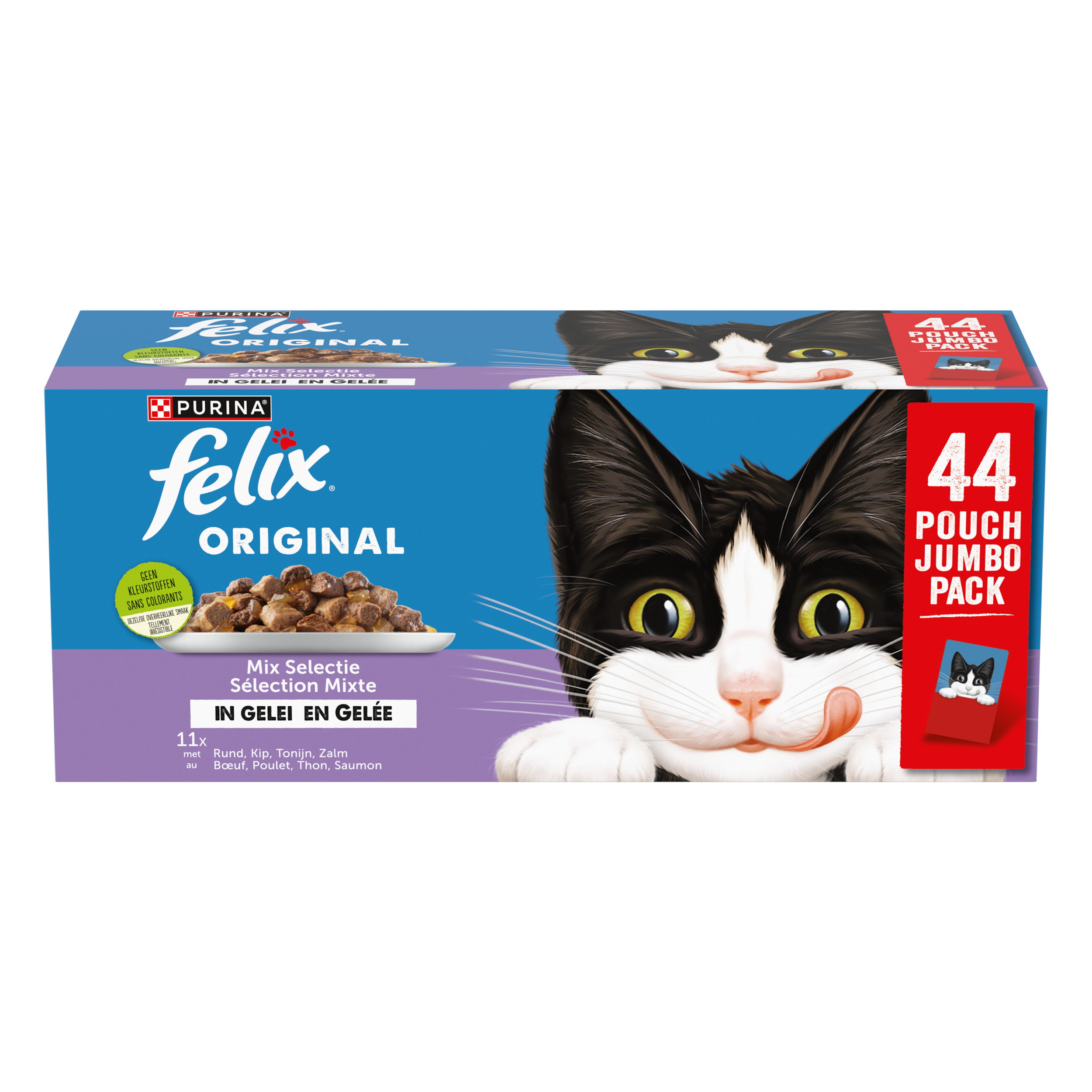 FELIX POUCH ORIGINAL IN GELEI MIX BOX RIND/HUHN/THUNFISCH/LACHS 44X85 G
