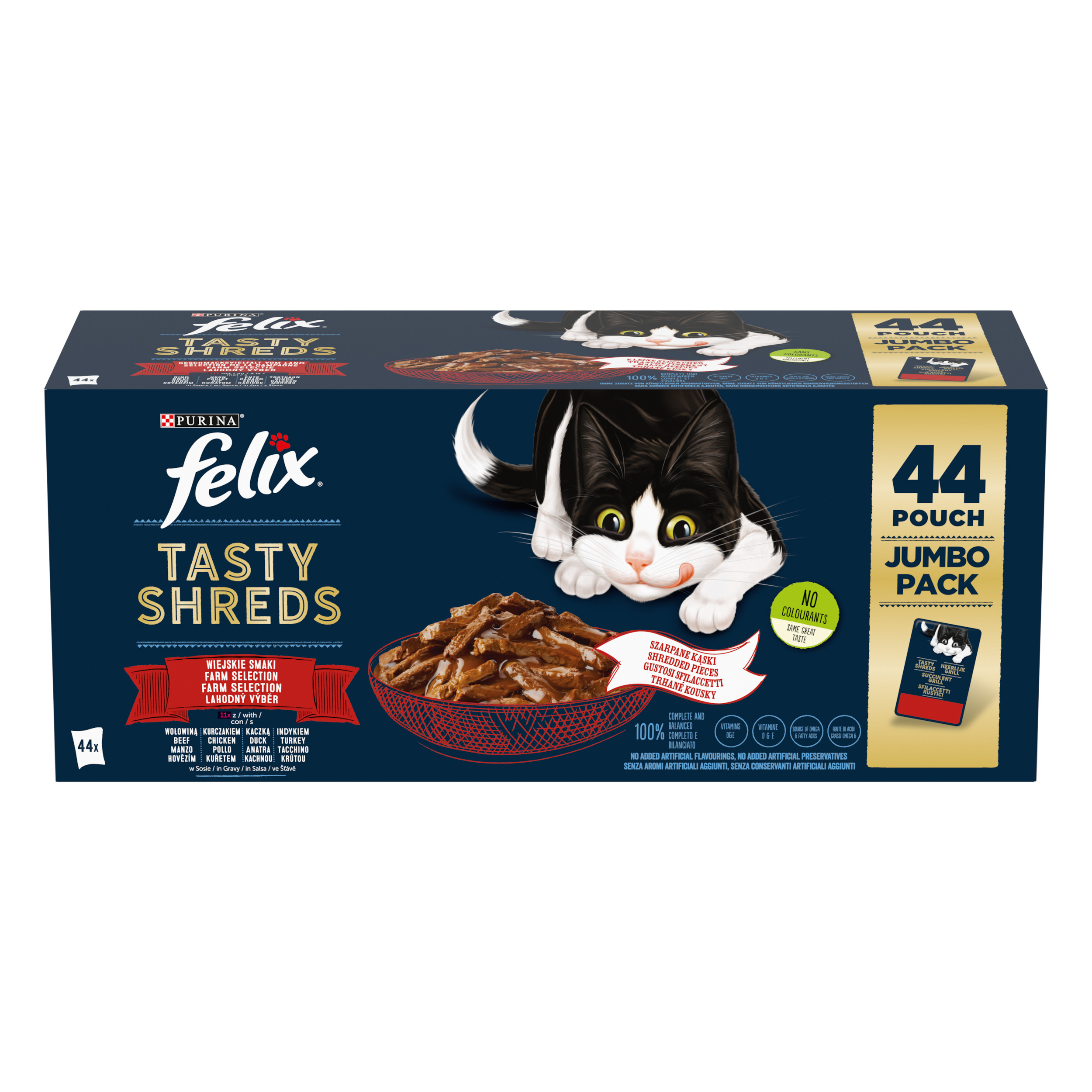 FELIX HEERLIJKE REEPJES FARM SELECTIE RIND/HUHN/ENTE/TRUTHAHN 44X80 G