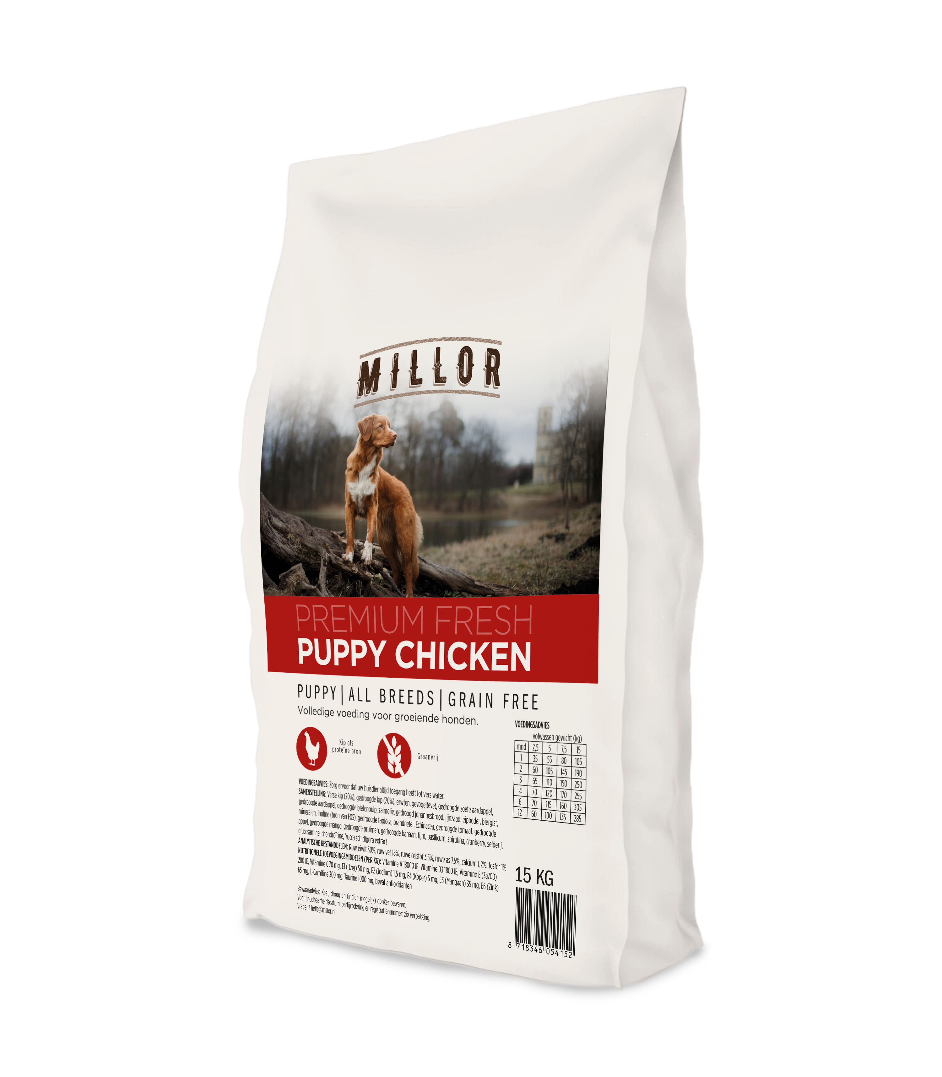MILLOR PREMIUM EXTRUDED FRESH WELPE CHICKEN GRAIN FREE 15 KG