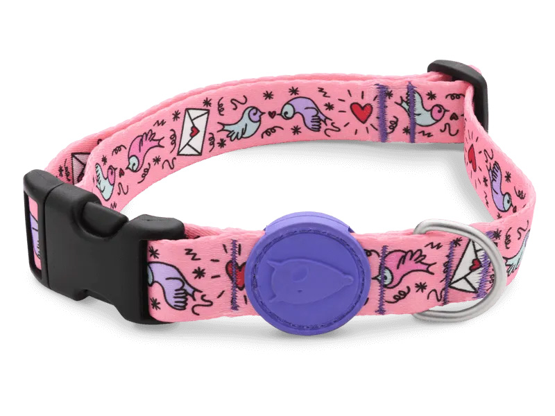 MORSO HALSBAND HUND RECYCELT SWEET TWEET ROSA 30-42X1,5 CM