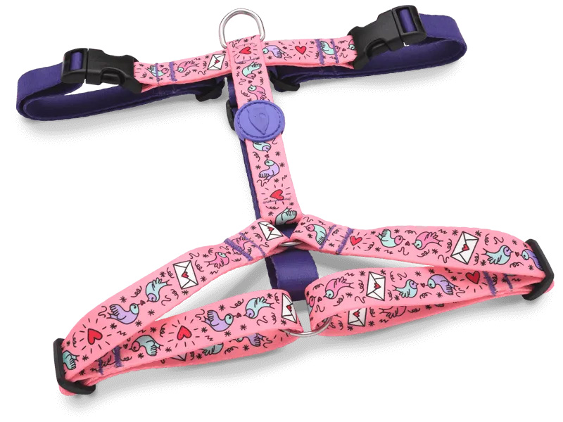 MORSO HUNDEGESCHIRR H-GESCHIRR RECYCELT SWEET TWEET ROSA 40-55X1,5 CM