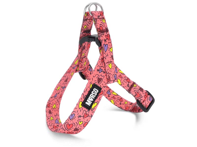 MORSO MINI HUNDEGESCHIRR VERSTELLBAR RECYCELT PINK THINK ROSA 29-38X2,5 CM