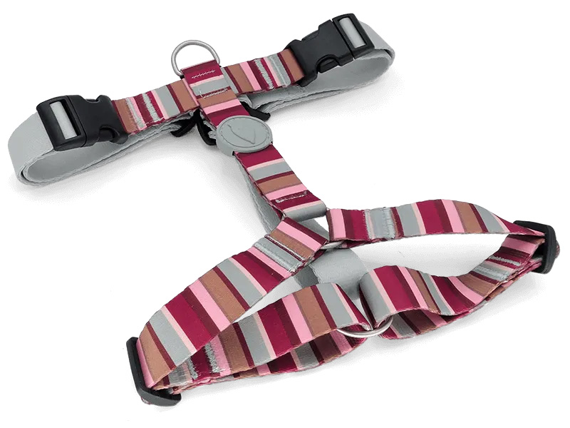 MORSO HUNDEGESCHIRR H-GESCHIRR RECYCELT SKYLINE ROT/ROSA 50-70X1,5 CM