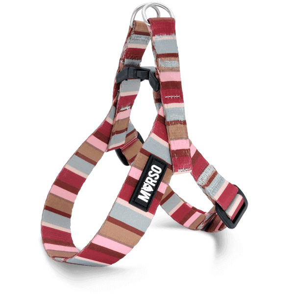 MORSO MINI HUNDEGESCHIRR VERSTELLBAR RECYCELT SKYLINE ROT/ROSA 29-38X2,5 CM