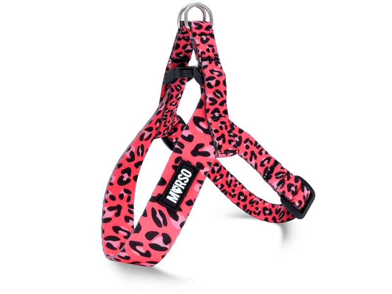 MORSO MINI HUNDEGESCHIRR VERSTELLBAR RECYCELT BUBBLE LEO ROSA 32-41X2,5 CM