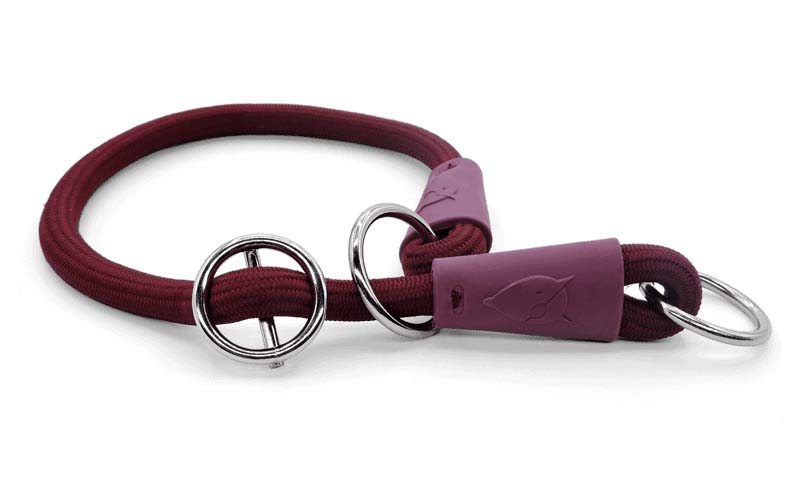 MORSO HALBLANG SLIP HALSBAND HUND WEICH ROPE RECYCELT PLUM VIOLETT 45X1 CM