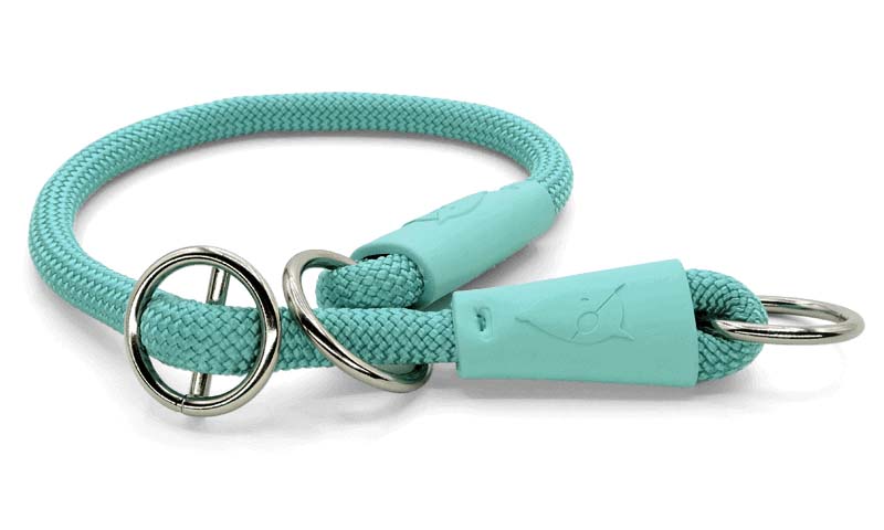 MORSO HALBLANG SLIP HALSBAND HUND REGULAR ROPE RECYCELT AQUAMARINE BLAU 45X1 CM