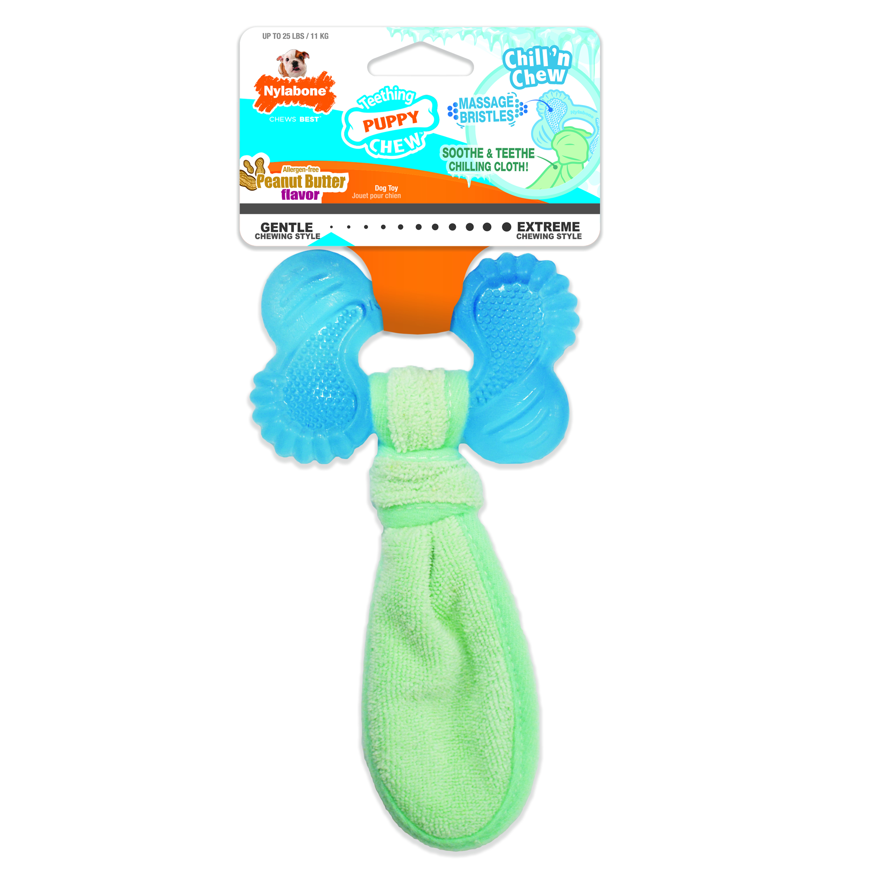 NYLABONE WELPE FREEZER BONE WITH WASH CLOTH PINDAKAASSMAAK MEDIUM BIS 16 KG