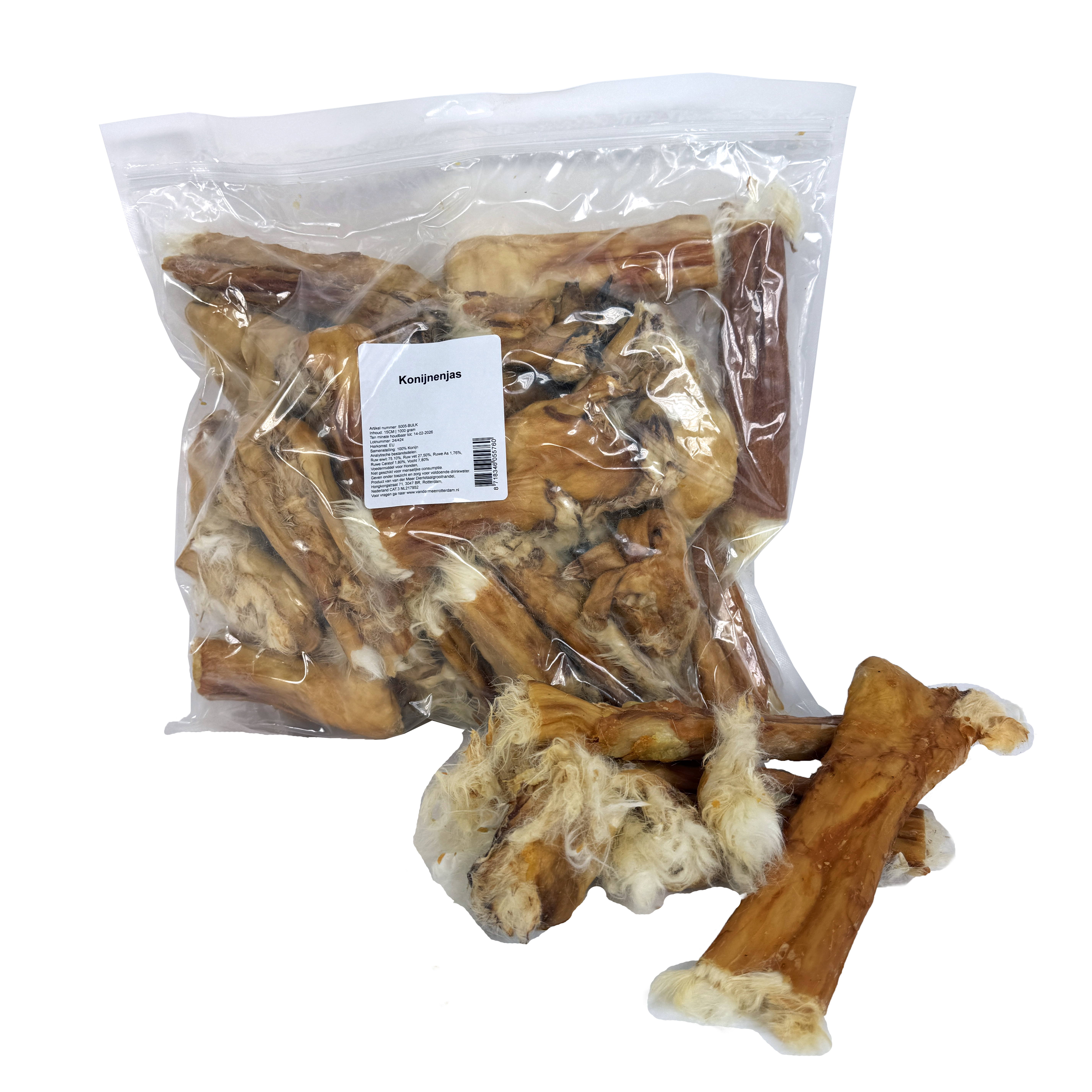 PETSNACK KONIJNENJAS 21 CM 1 KG +/- 25 STK.