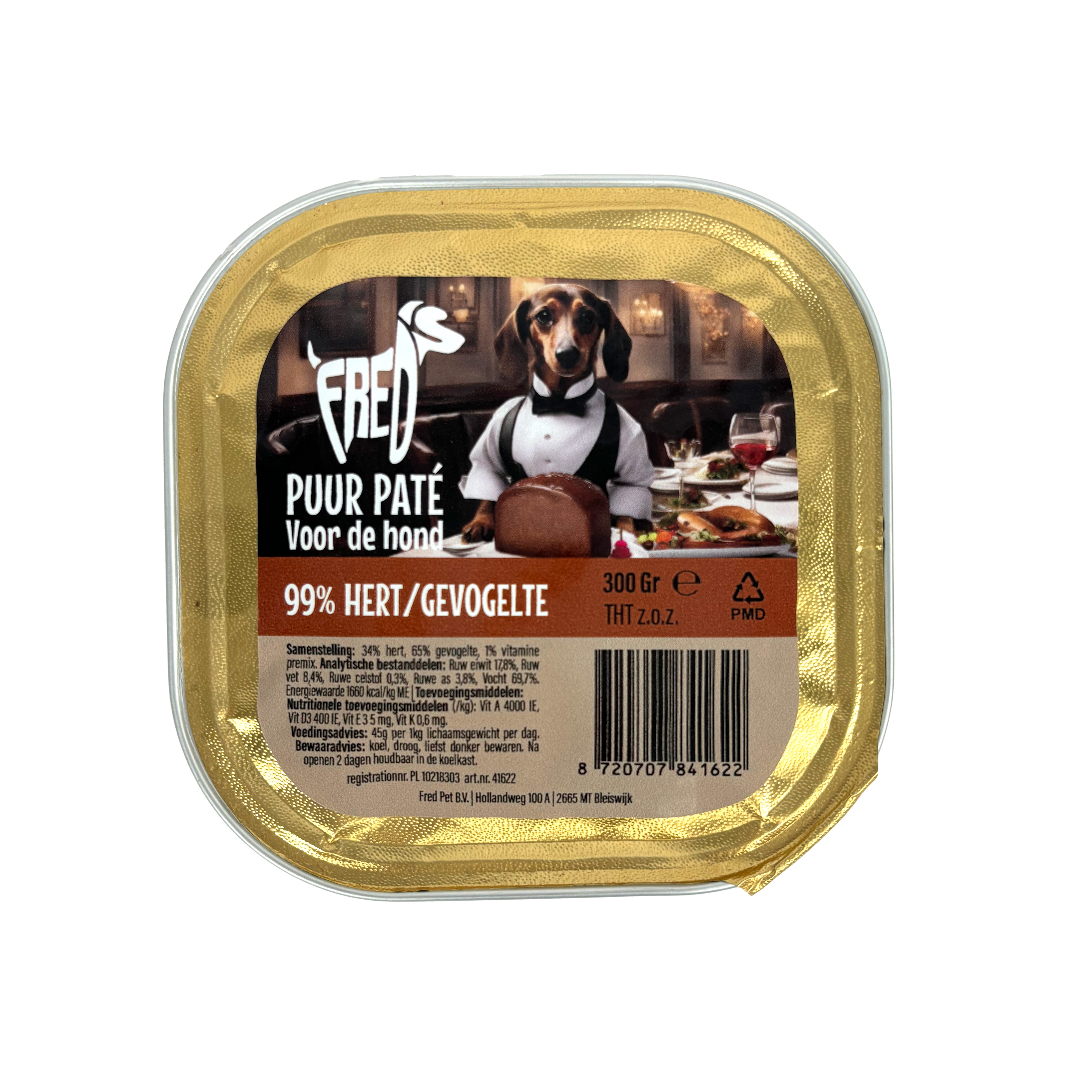 FREDS KUIPJE HUND PUUR HERT/GEFLUEGEL 9X300 G