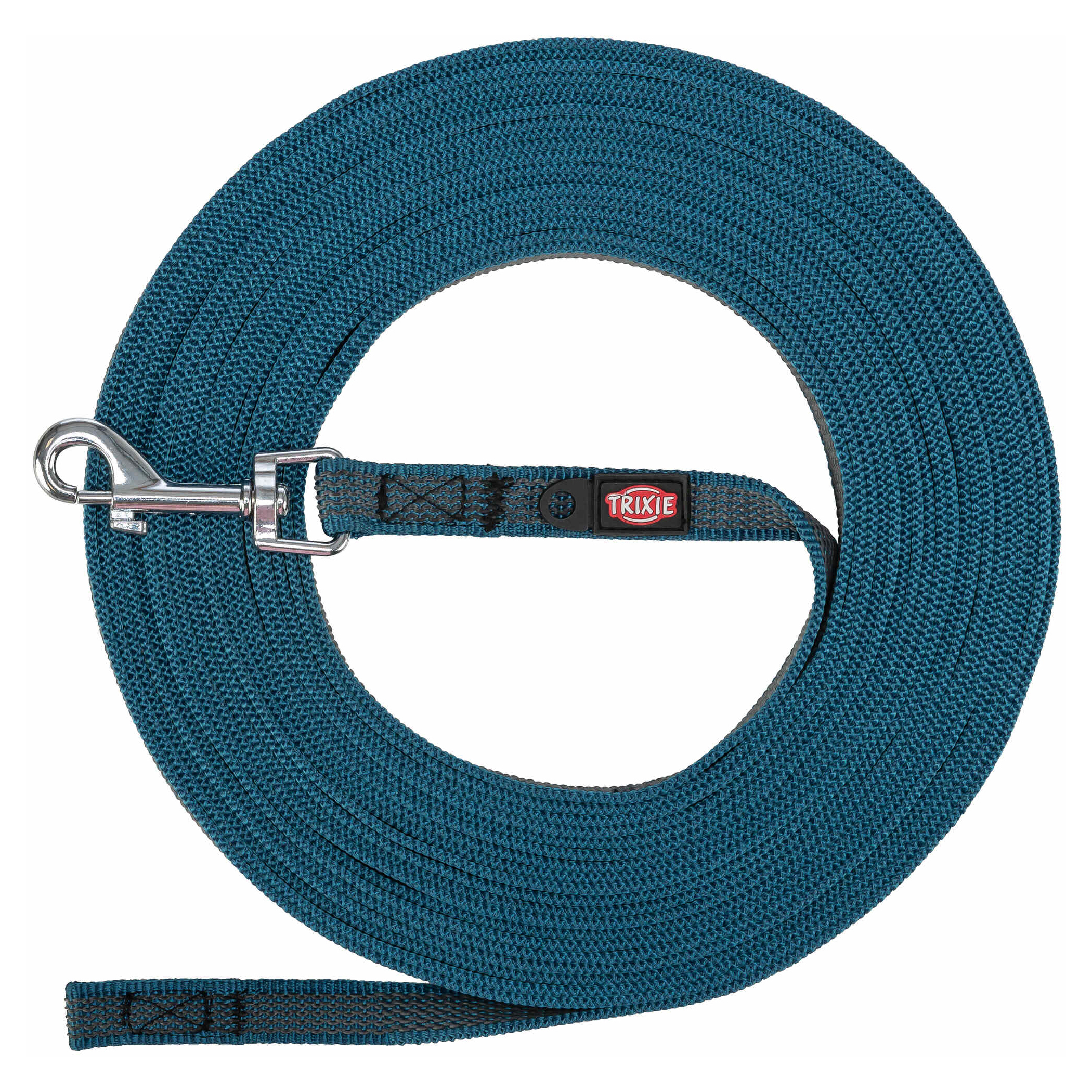 TRIXIE HUNDELEINE SLEEPLIJN MIT RUBBER ANTI SLIP PETROL BLAU S/M 5 M X 1,5 CM