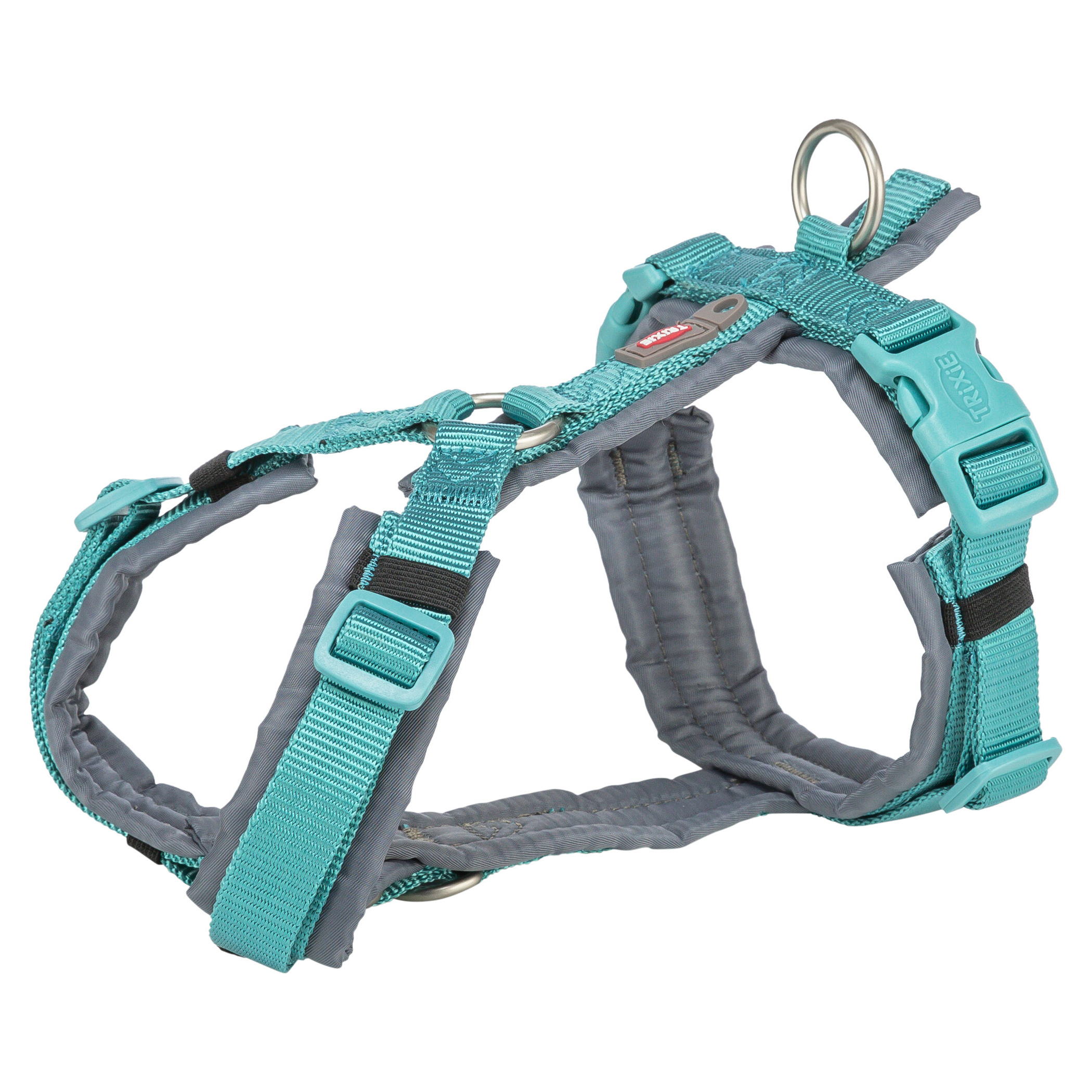 TRIXIE HUNDEGESCHIRR PREMIUM TREKKING AQUA BLAU/GRAFIET GRAU 32-38X1,3 CM