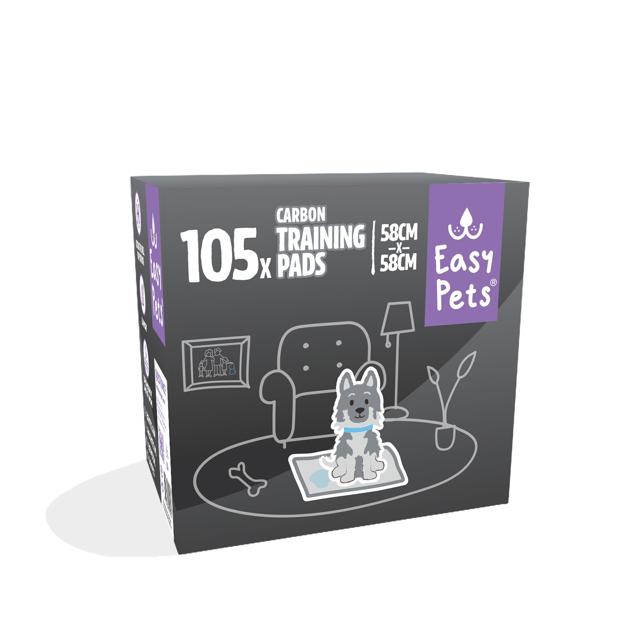 EASYPETS WELPE CARBON TRAINING PADS 58X58 CM 105 STK.