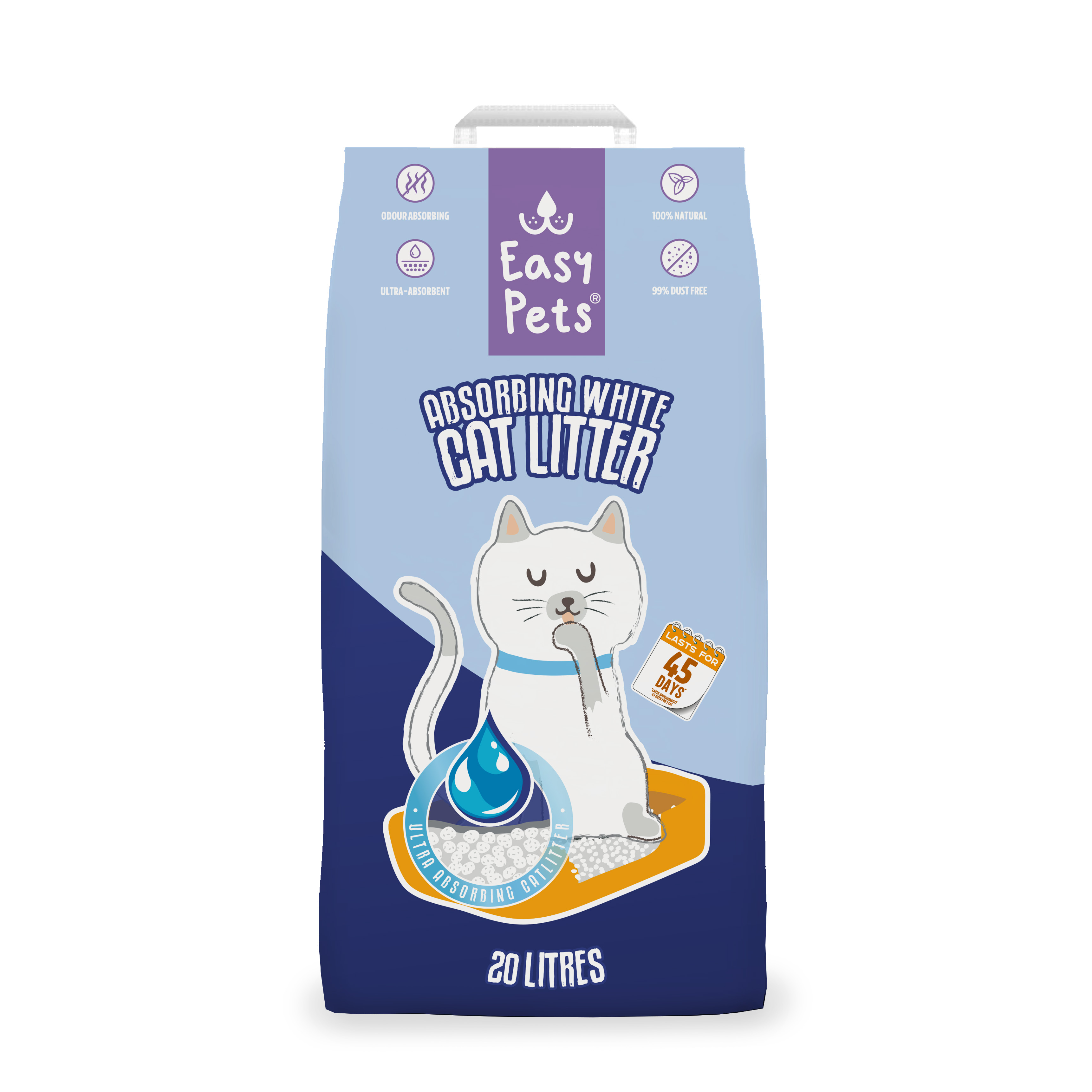 EASYPETS KATTENBAKVULLING ABSORBING WHITE 20 L