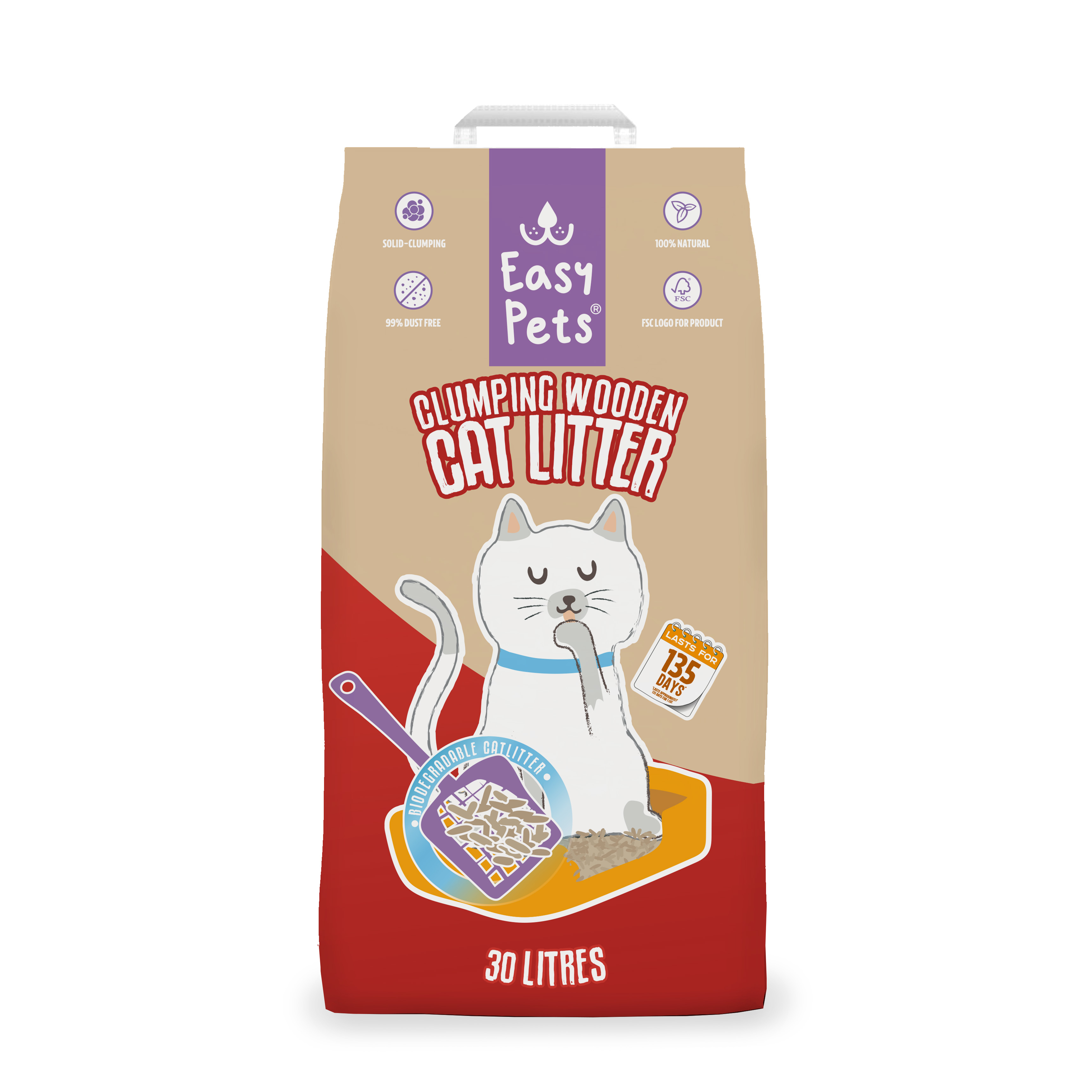 EASYPETS KATTENBAKVULLING CLUMPING WOOD 30 L